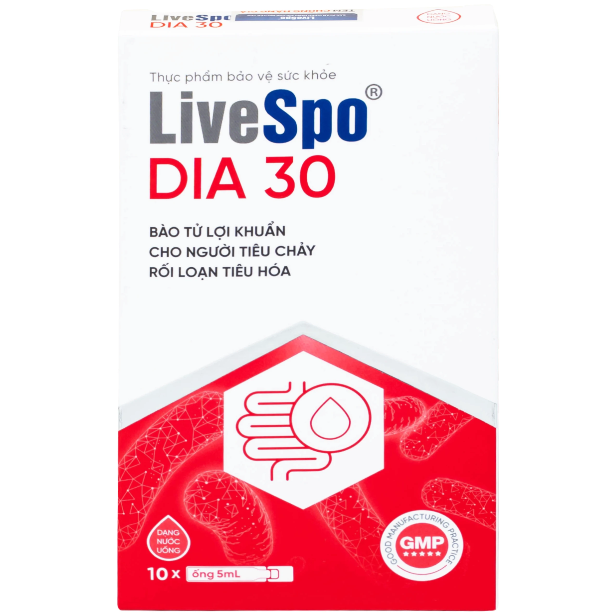 Bào tử lợi khuẩn cho người tiêu chảy cấp tính, rối loạn tiêu hoá Livespo DIA 30 (10 ống x 5ml)