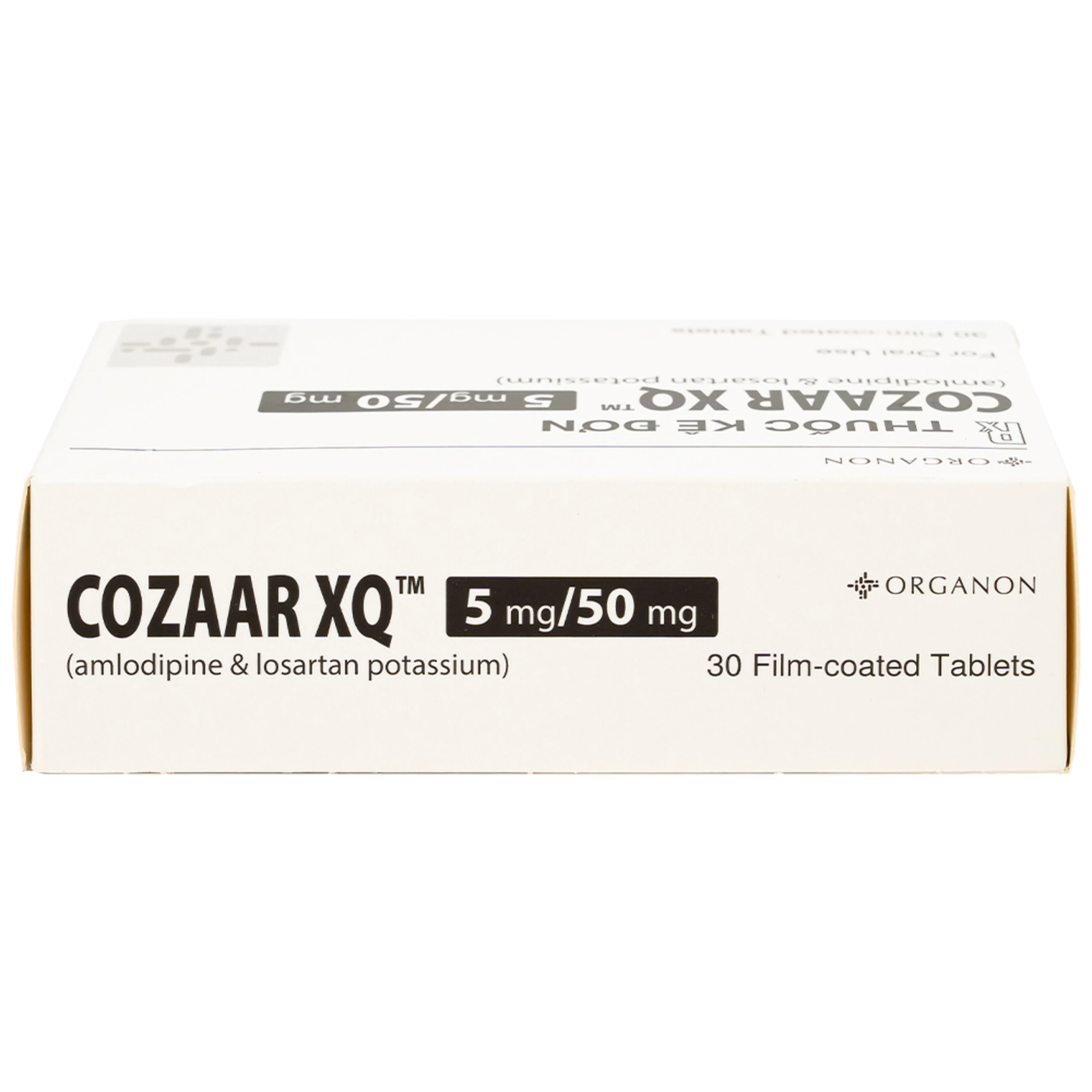 Thuốc Cozaar XQ 5/50mg Organon điều trị cao huyết áp vô căn (3 vỉ x 10 viên)