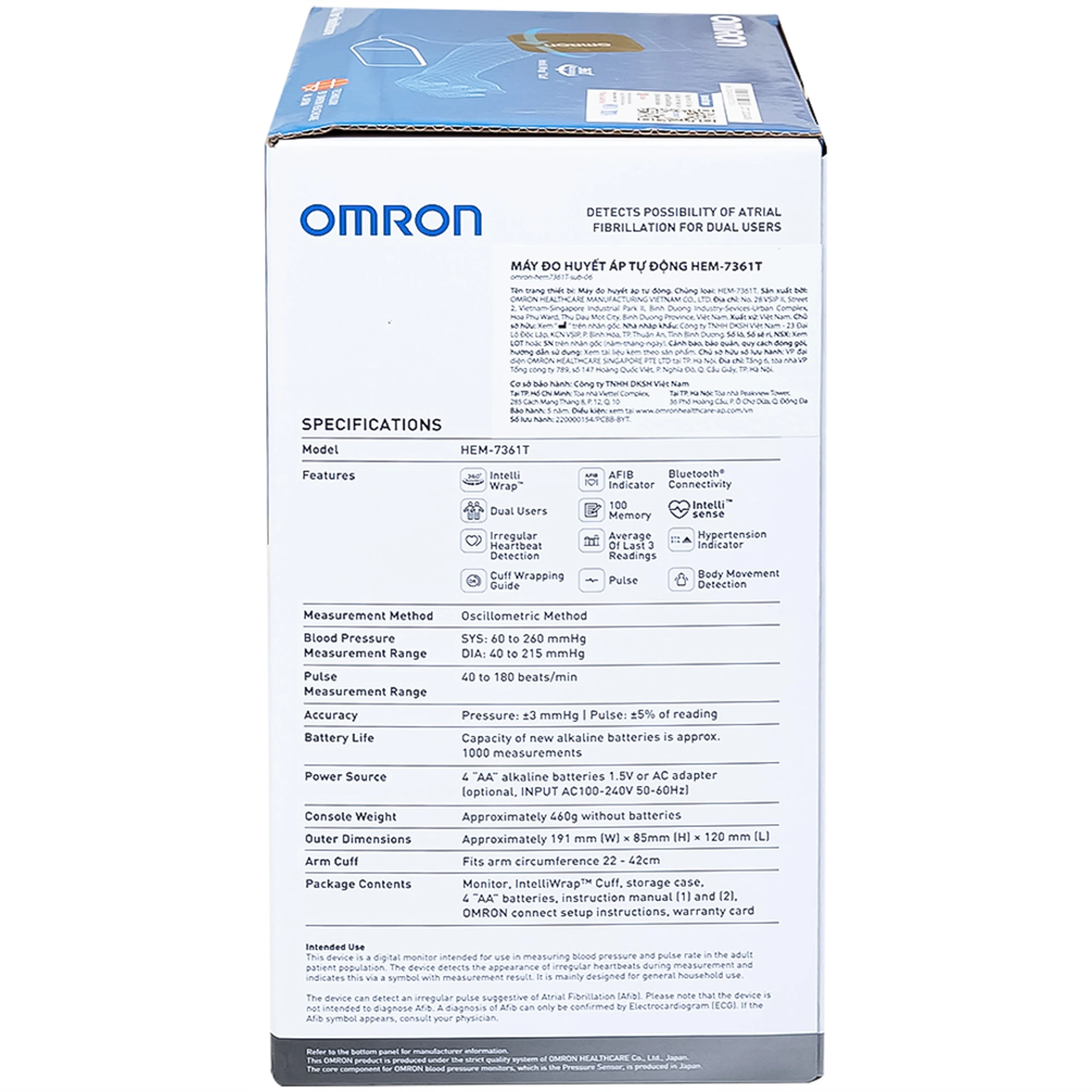 Máy đo huyết áp bắp tay Omron HEM 7361T Afib hỗ trợ đo huyết áp, cảnh báo đột quỵ