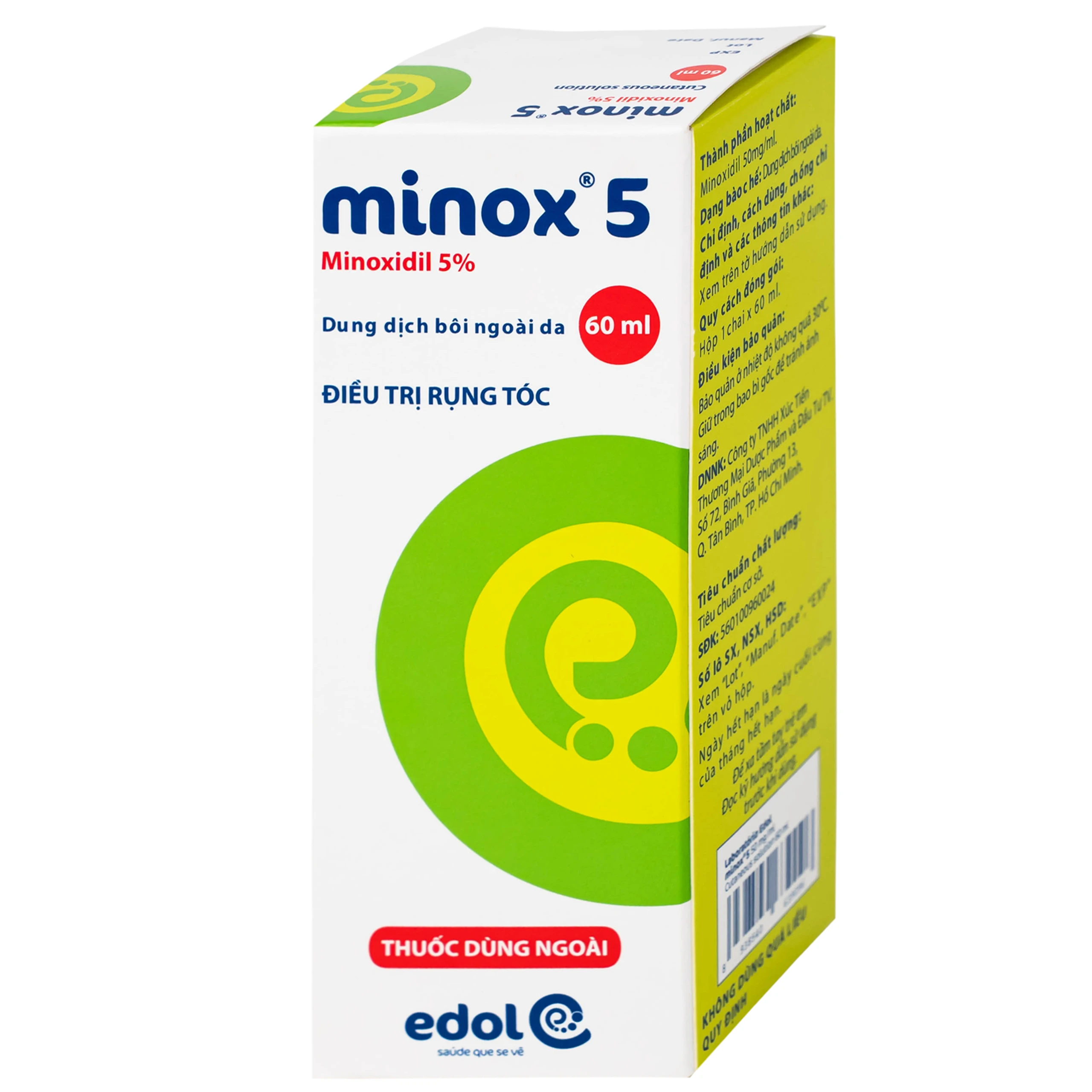 Thuốc Minox 50mg EDOL điều trị tại chỗ hói đầu và rụng tóc androgenic ở cả nam và nữ 60ml