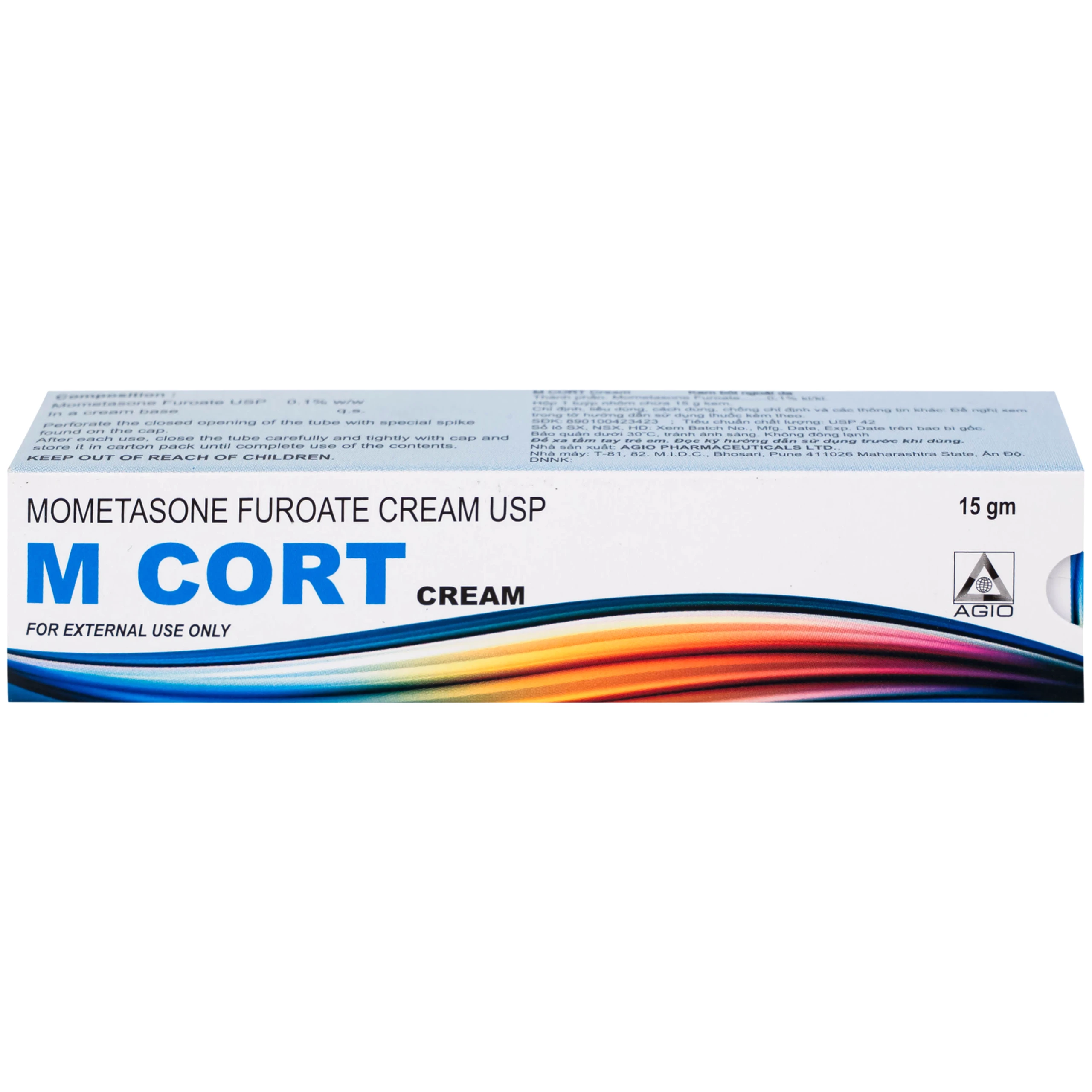 Thuốc M CORT cream Agio điều trị các biểu hiện viêm và ngứa của bệnh vẩy nến, viêm da dị ứng (15g)