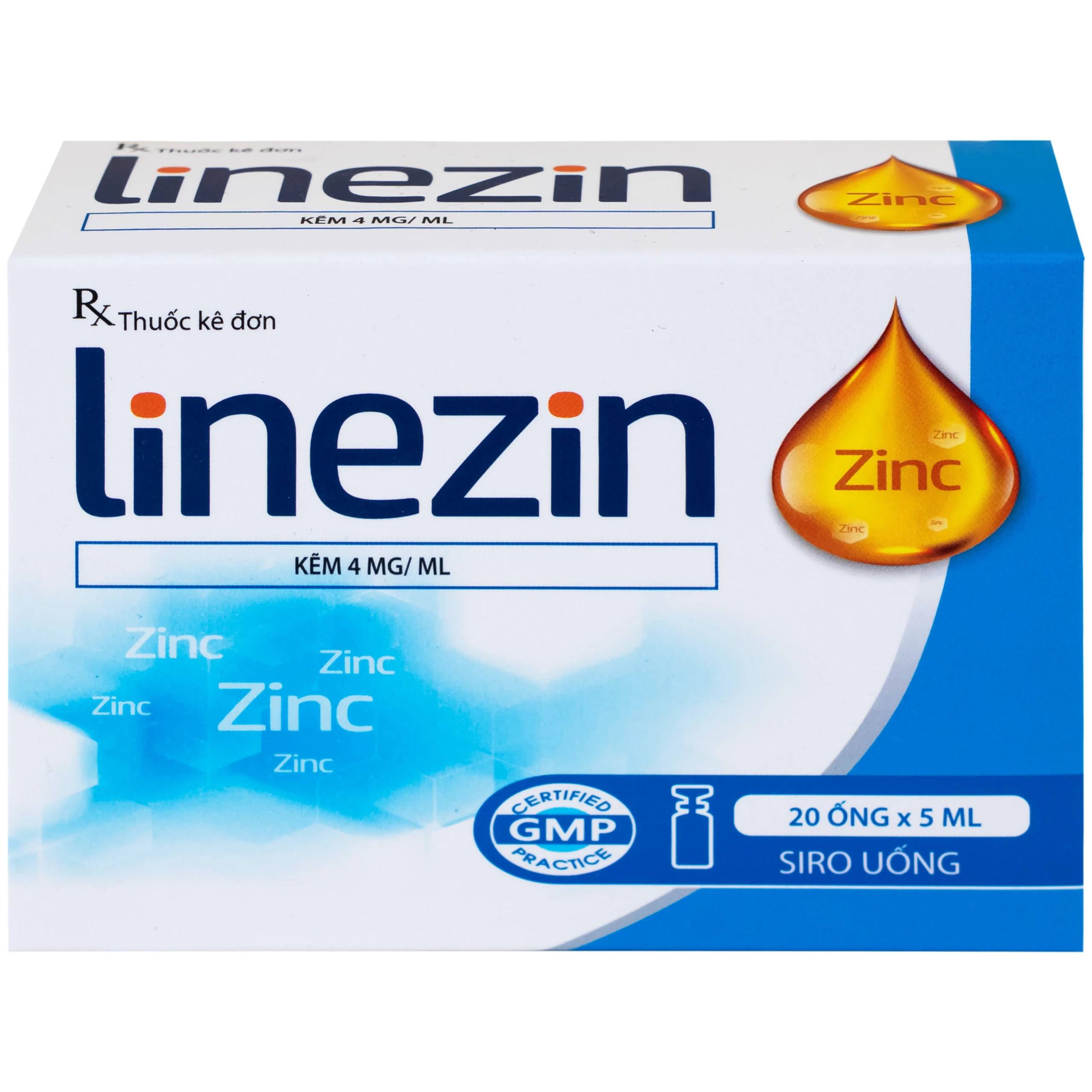 Thuốc Linezin 4mg/ml Hà Nam điều trị tình trạng thiếu kẽm (20 ống x 5ml)