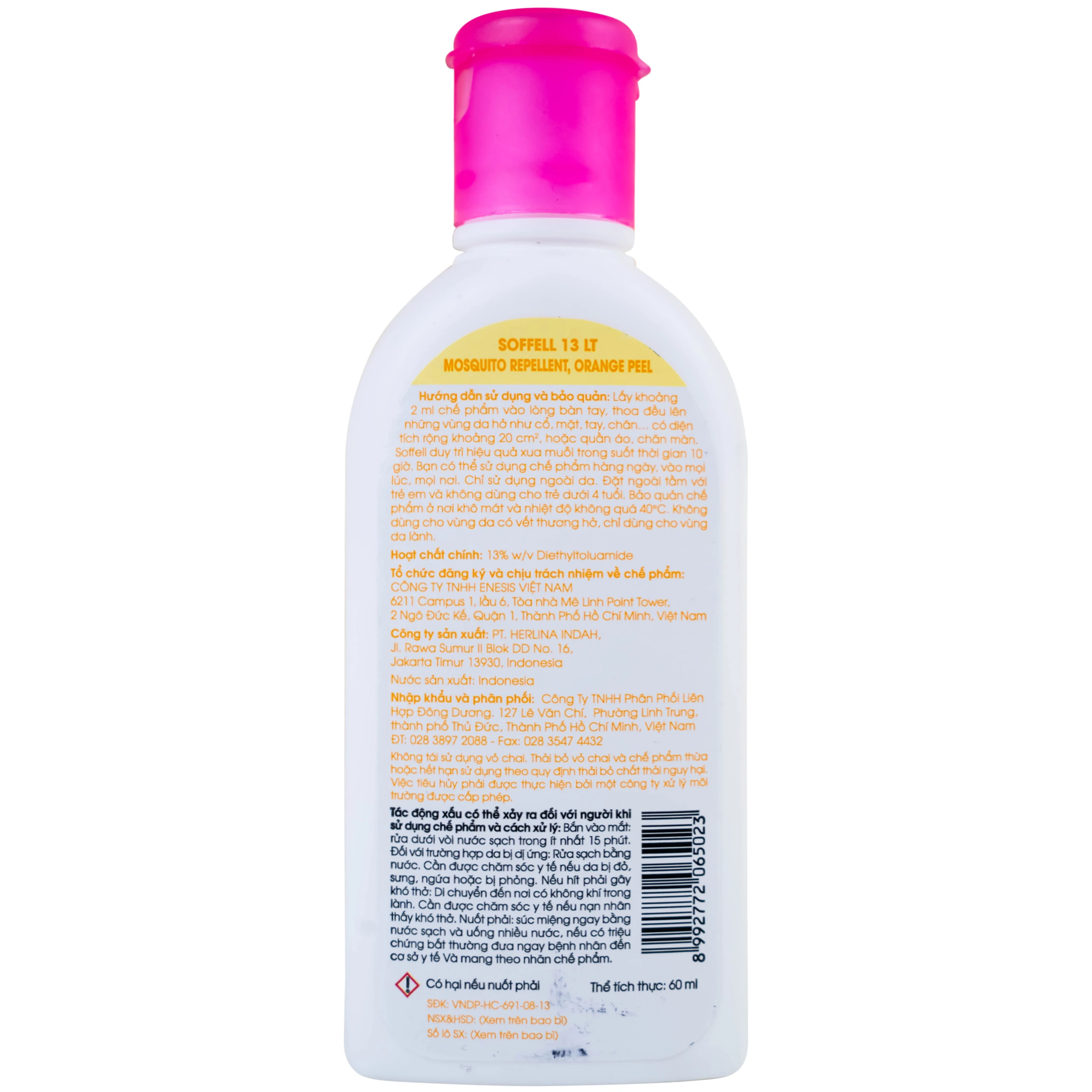 Kem xua muỗi Soffel hương cam giúp chống muỗi suốt 10 giờ (60ml)