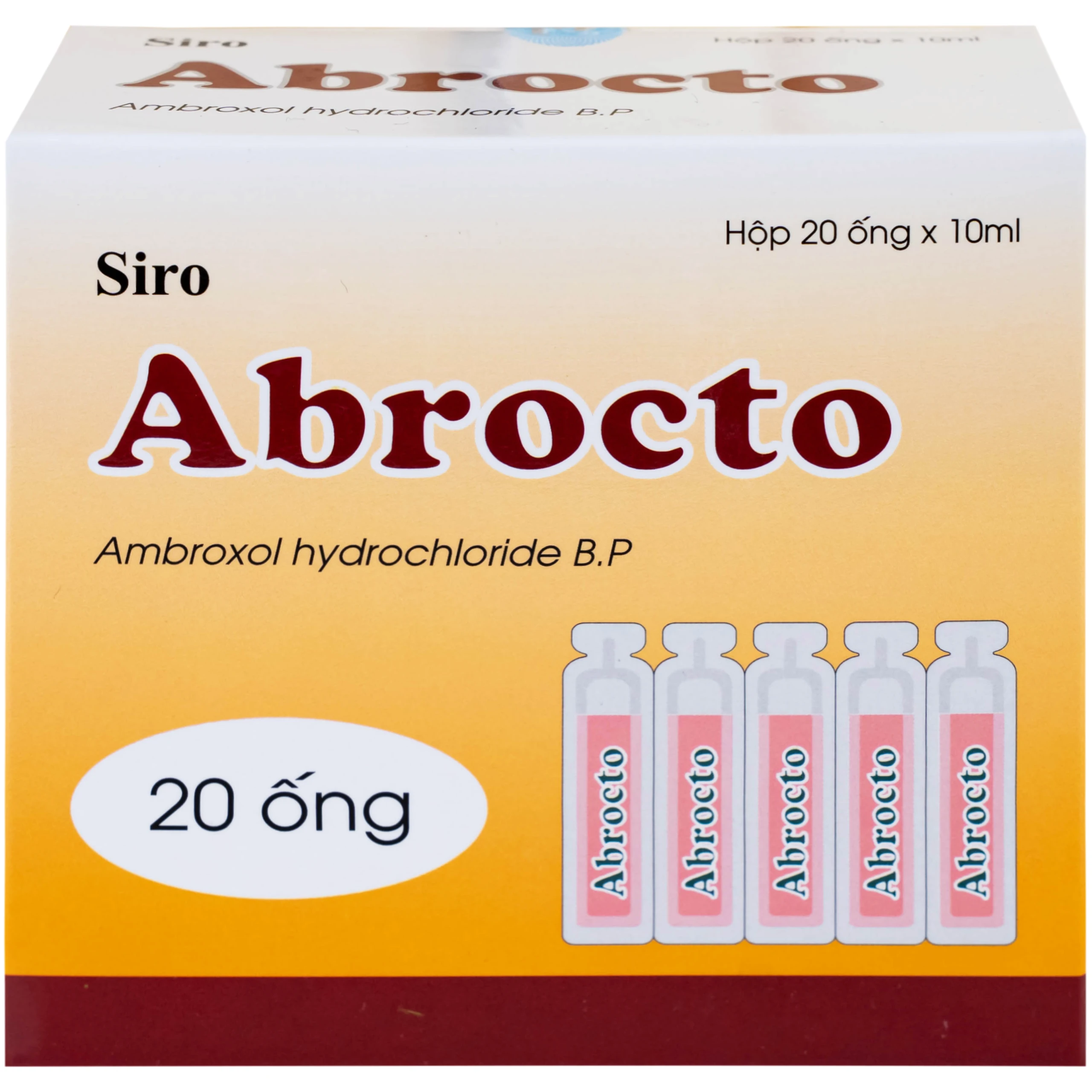 Siro Abrocto Dược Hà Tĩnh điều trị một số bệnh lý đường hô hấp (20 ống x 10ml)