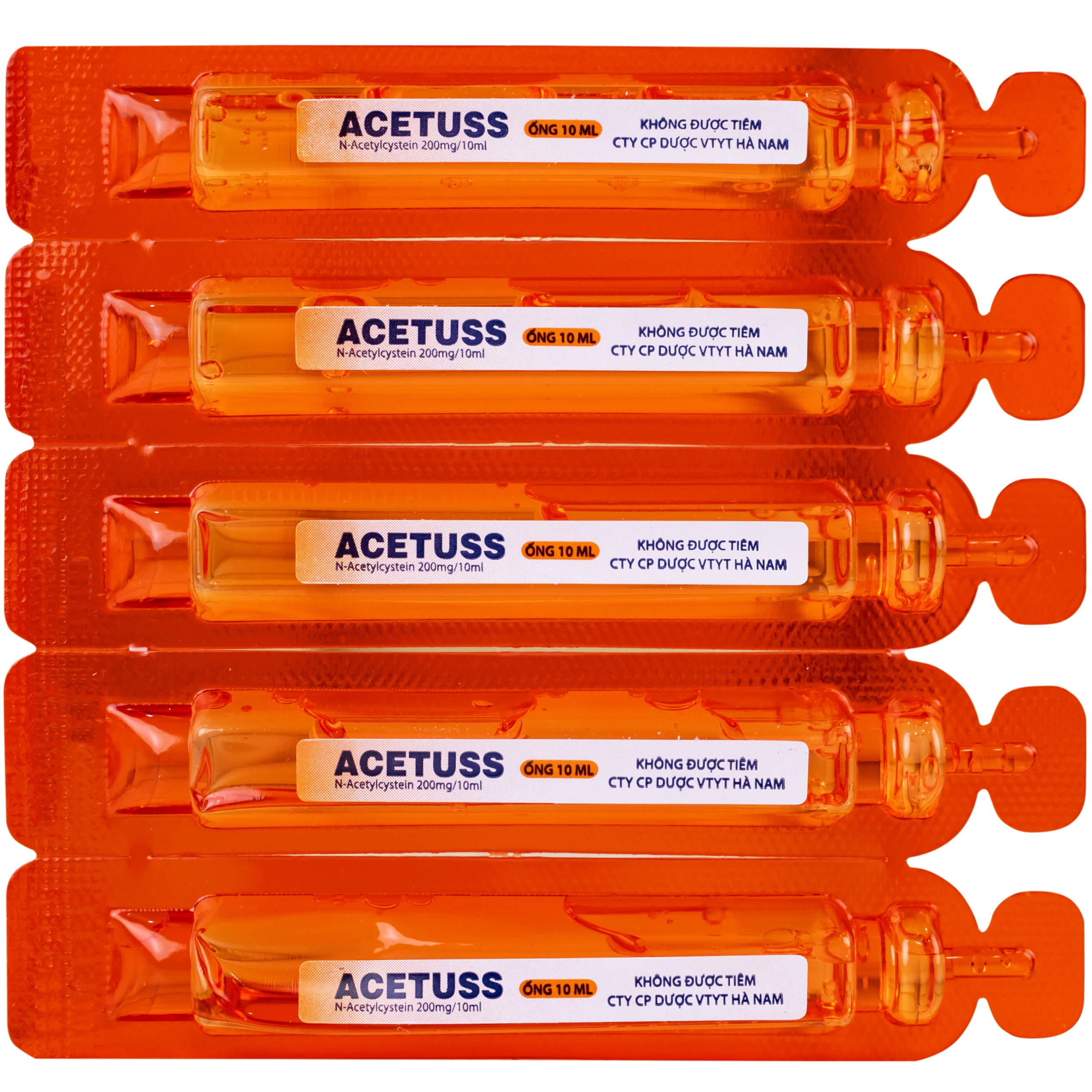 Dung dịch uống Acetuss Hà Nam tiêu nhầy trong bệnh viêm phế quản, bệnh nhầy nhớt (20 ống)