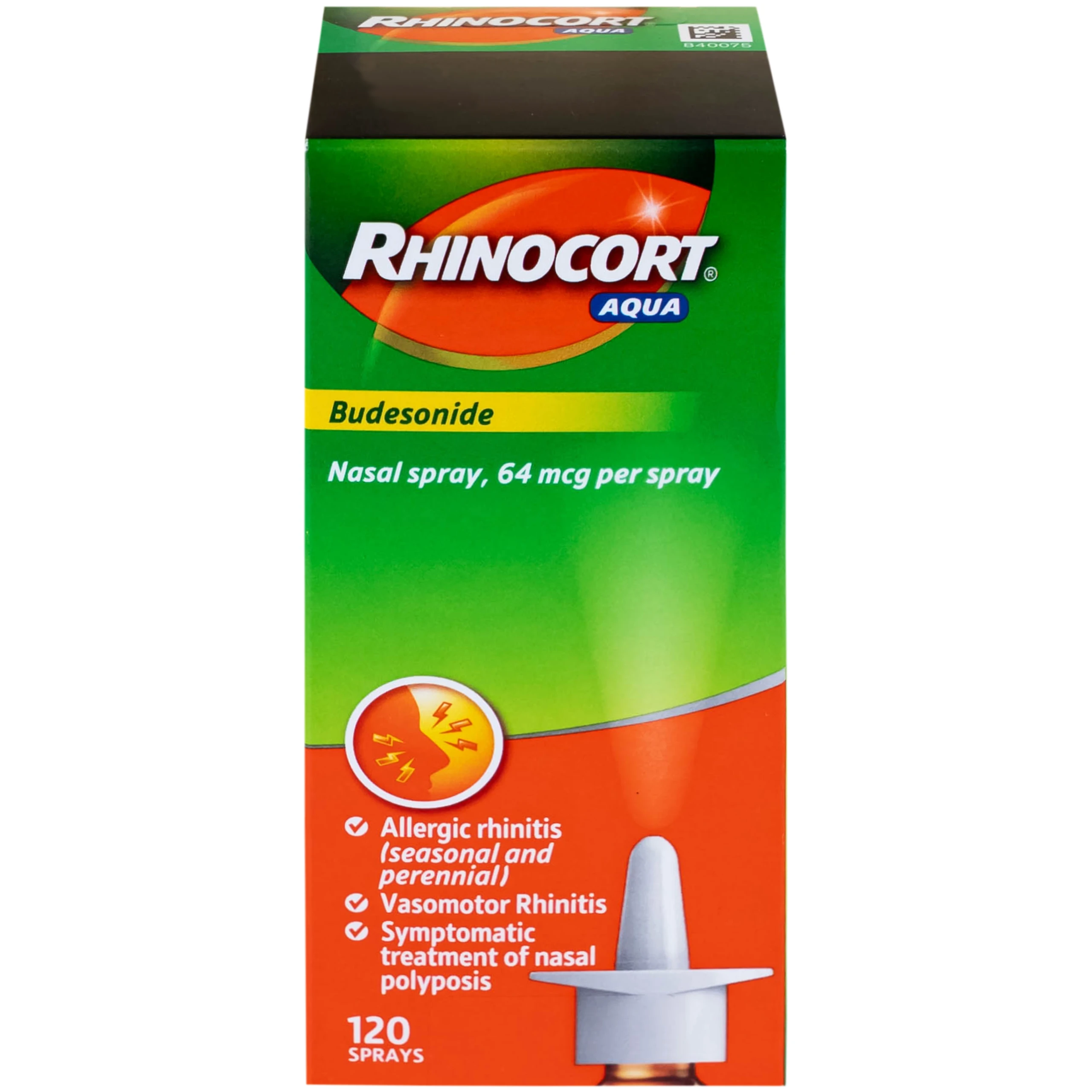Thuốc Rhinocort Aqua 64mcg McNeil điều trị trong các trường hợp viêm mũi dị ứng quanh năm và viêm mũi dị ứng theo mùa (120 liều)