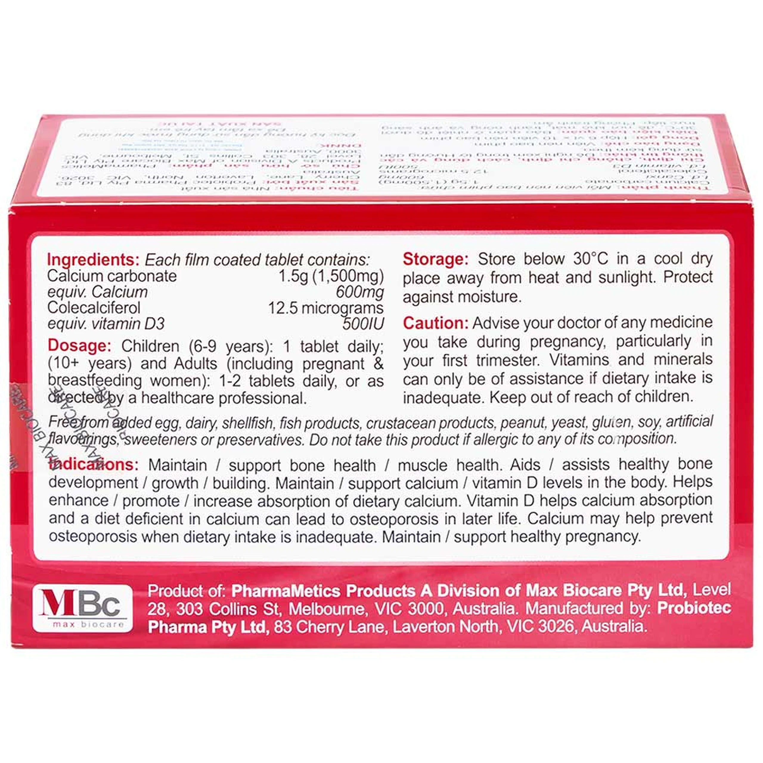 Thuốc Abricotis Probiotec hỗ trợ sức khỏe xương, cơ bắp, bổ sung canxi (6 vỉ x 10 viên)