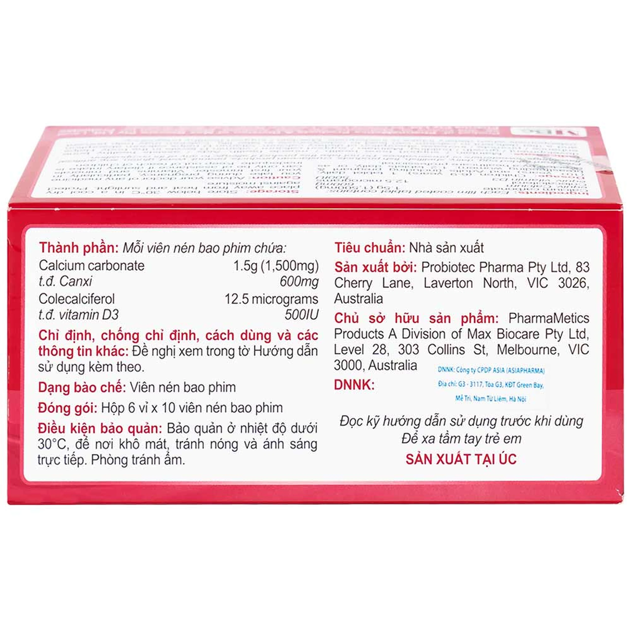 Thuốc Abricotis Probiotec hỗ trợ sức khỏe xương, cơ bắp, bổ sung canxi (6 vỉ x 10 viên)