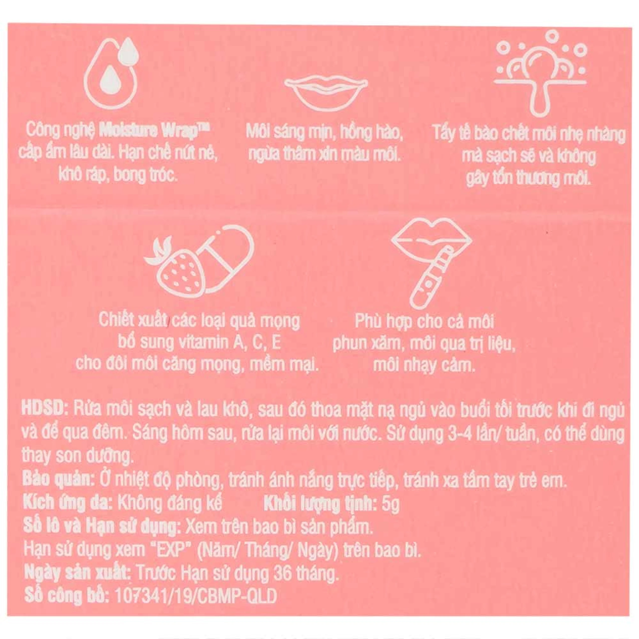 Mặt nạ ngủ môi dưỡng ẩm Care:nel Berry hương dâu (5g)