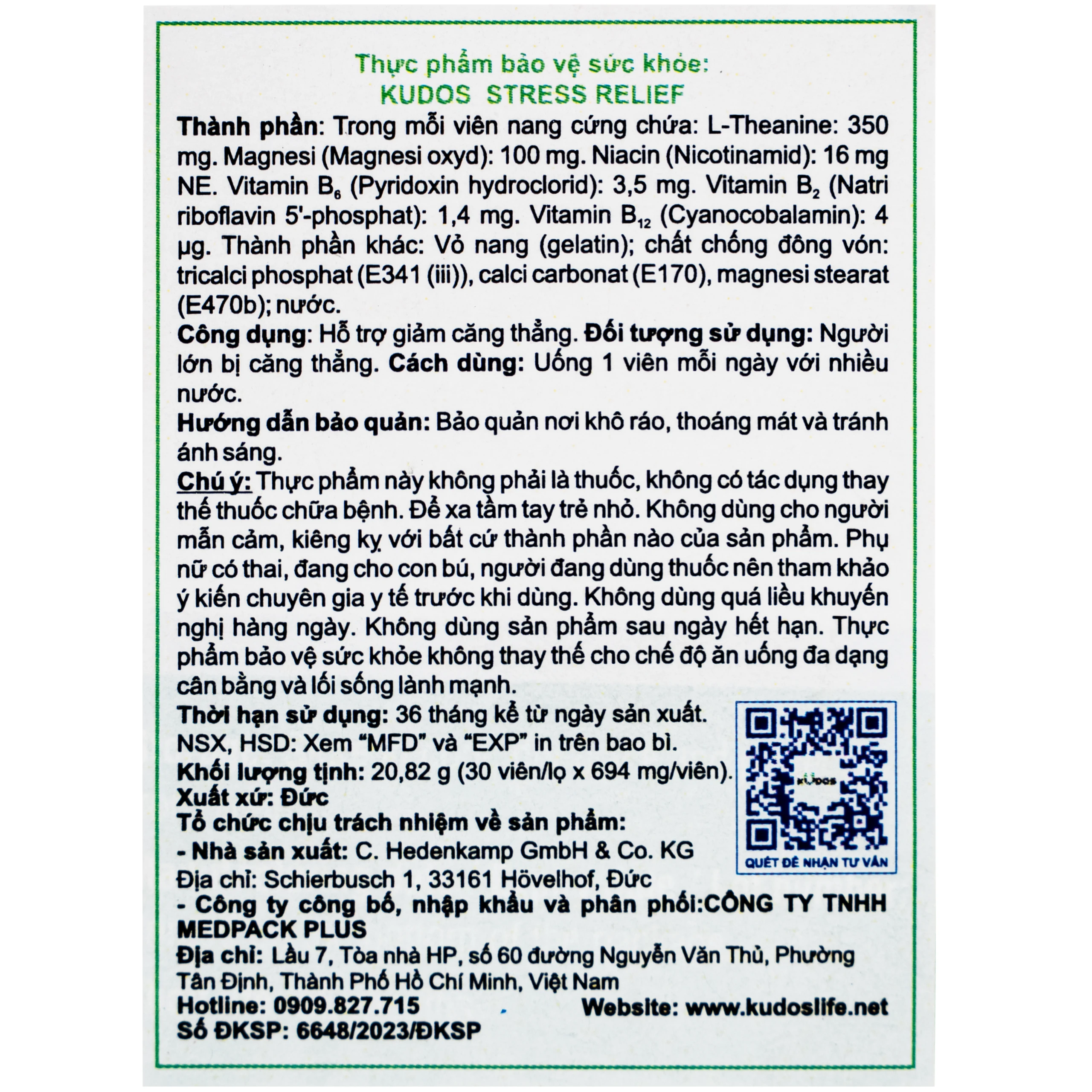 Viên uống hỗ trợ giảm căng thẳng Kudos stress relief (30 viên) 5