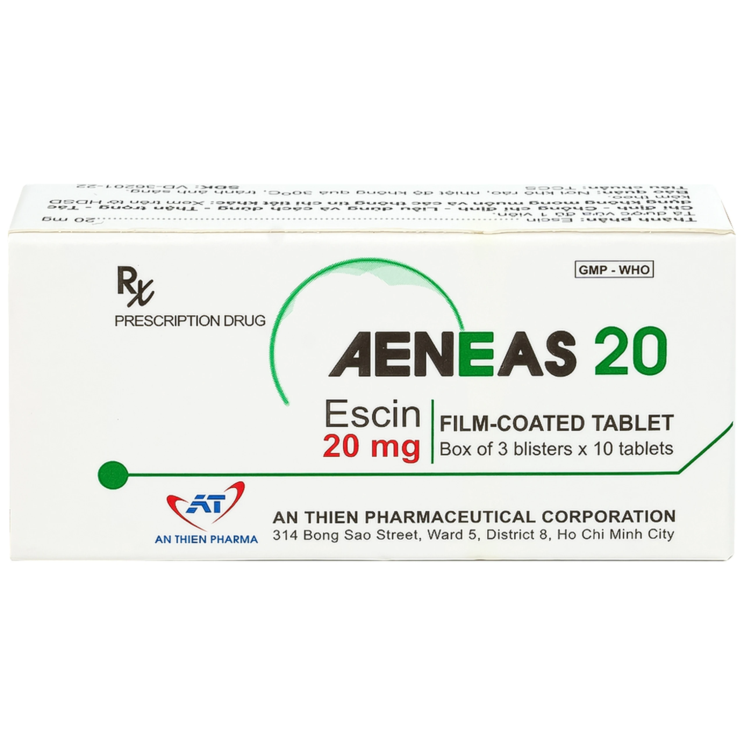 Thuốc Aeneas 20 An Thiên điều trị phù não, phòng và điều trị tụ máu (3 vỉ x 10 viên)