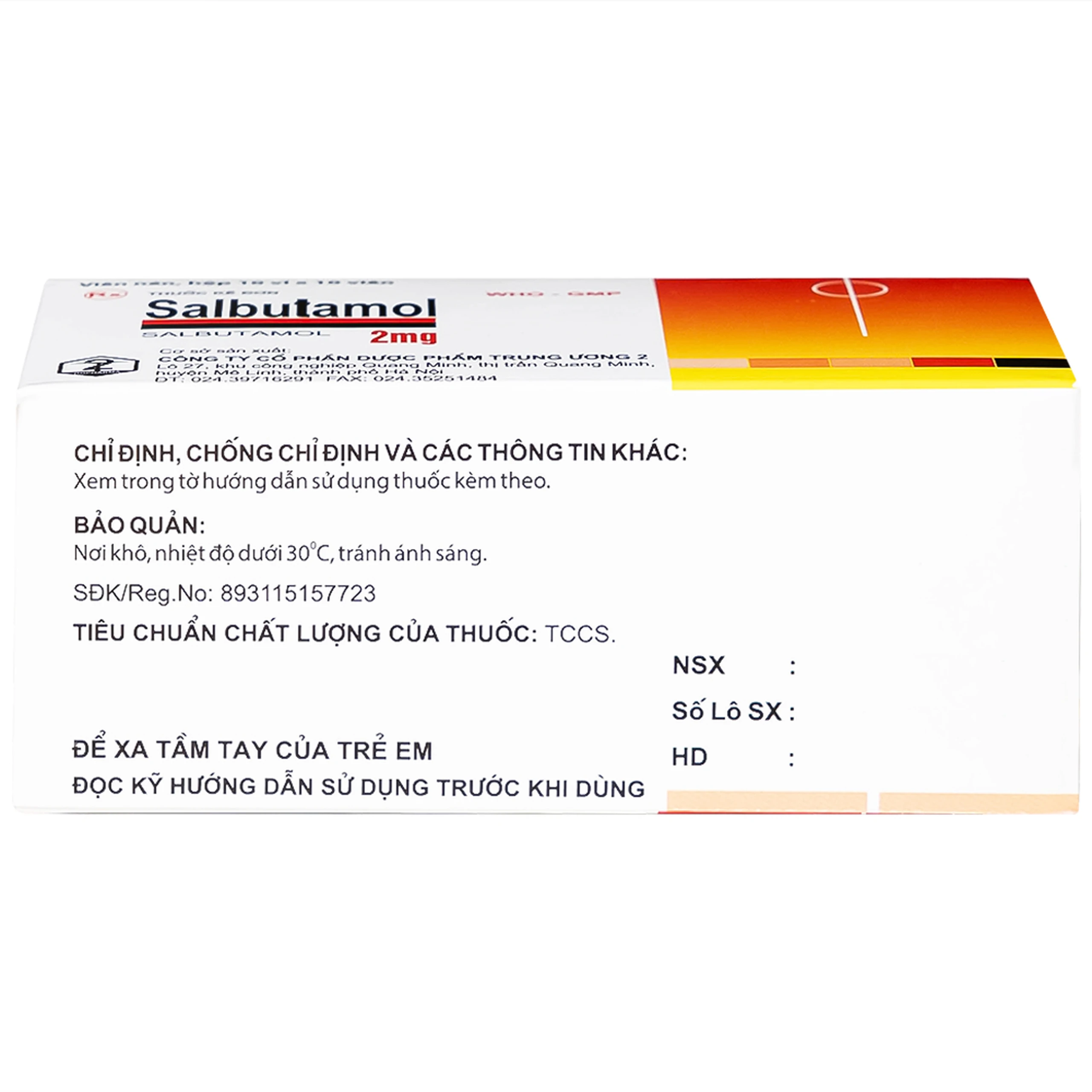 Thuốc Salbutamol 2mg Dopharma giúp giảm co thắt phế quản trong hen, viêm phế quản mãn tính (10 vỉ x 10 viên)