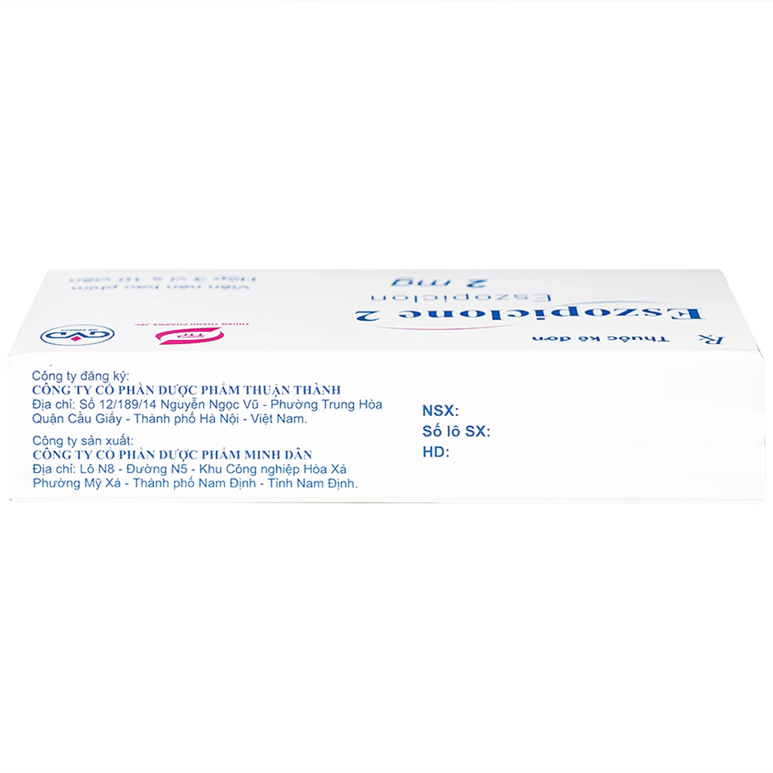 Thuốc Eszopiclone 2mg Minh Dân điều trị chứng mất ngủ (3 vỉ x 10 viên)