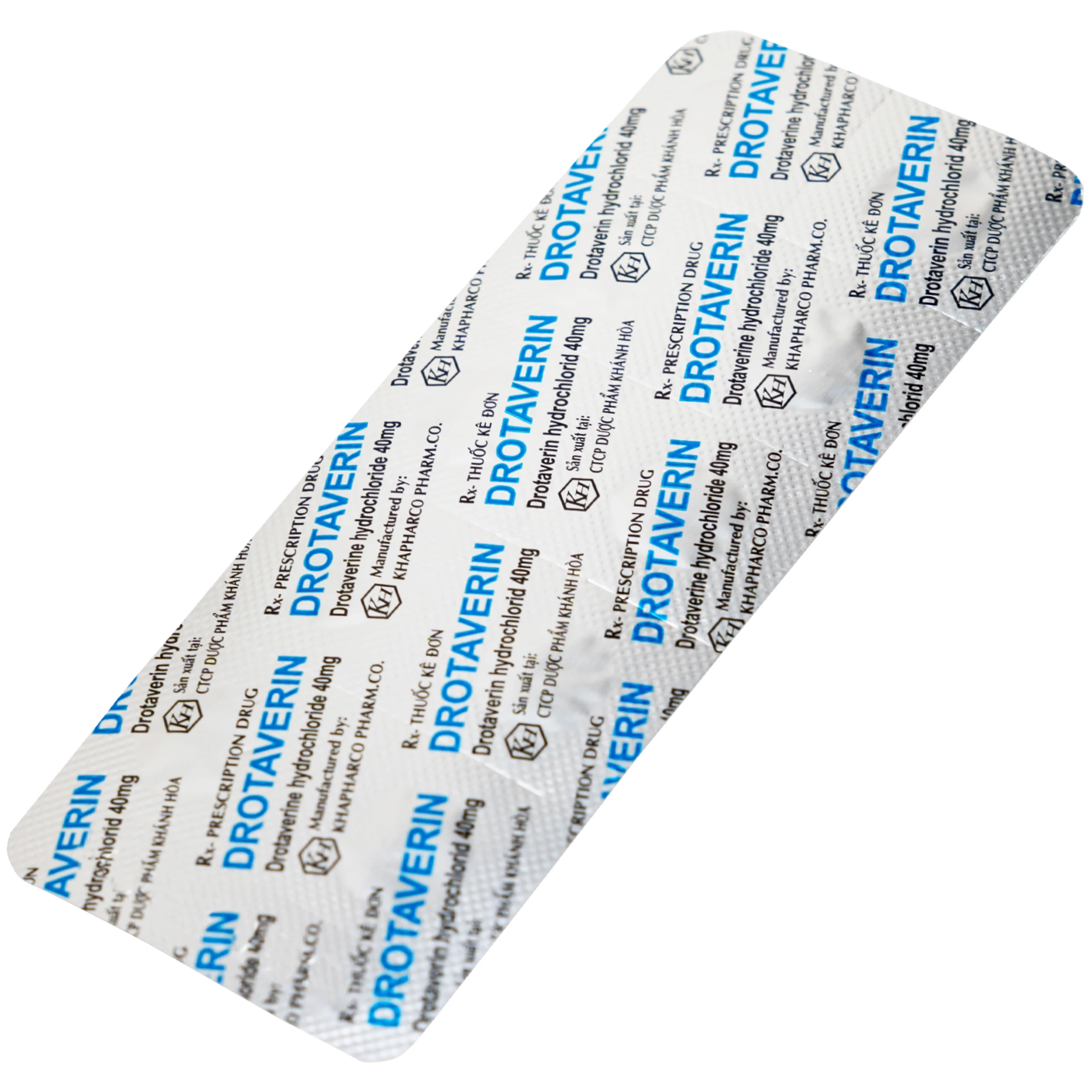 Thuốc Drotaverin 40mg Khapharco điều trị cơn co thắt dạ dày và ruột, hội chứng ruột bị kích thích (10 vỉ x 10 viên)