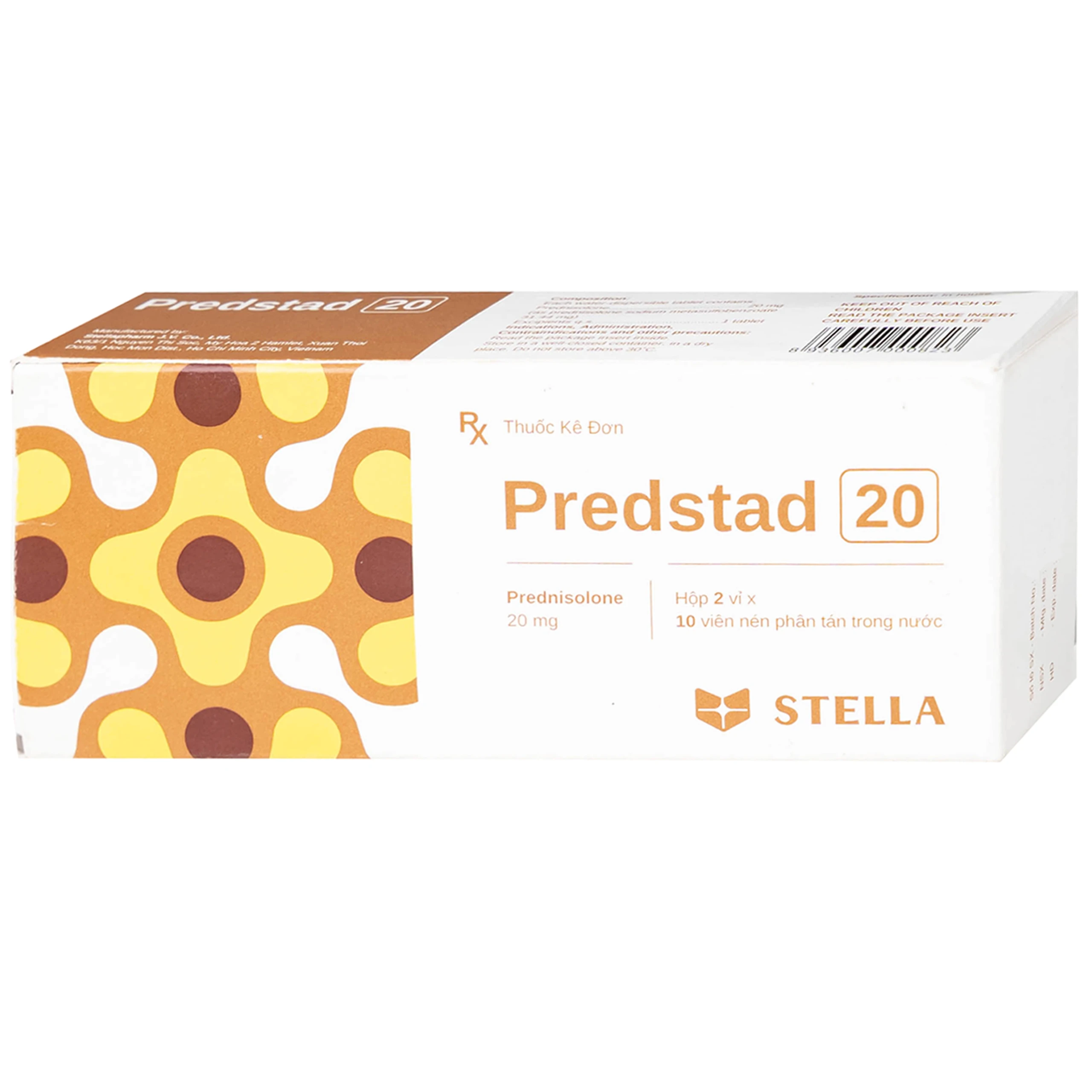 Thuốc Predstad 20mg Stella điều trị hoặc ức chế các rối loạn do viêm và dị ứng (2 vỉ x 10 viên) 