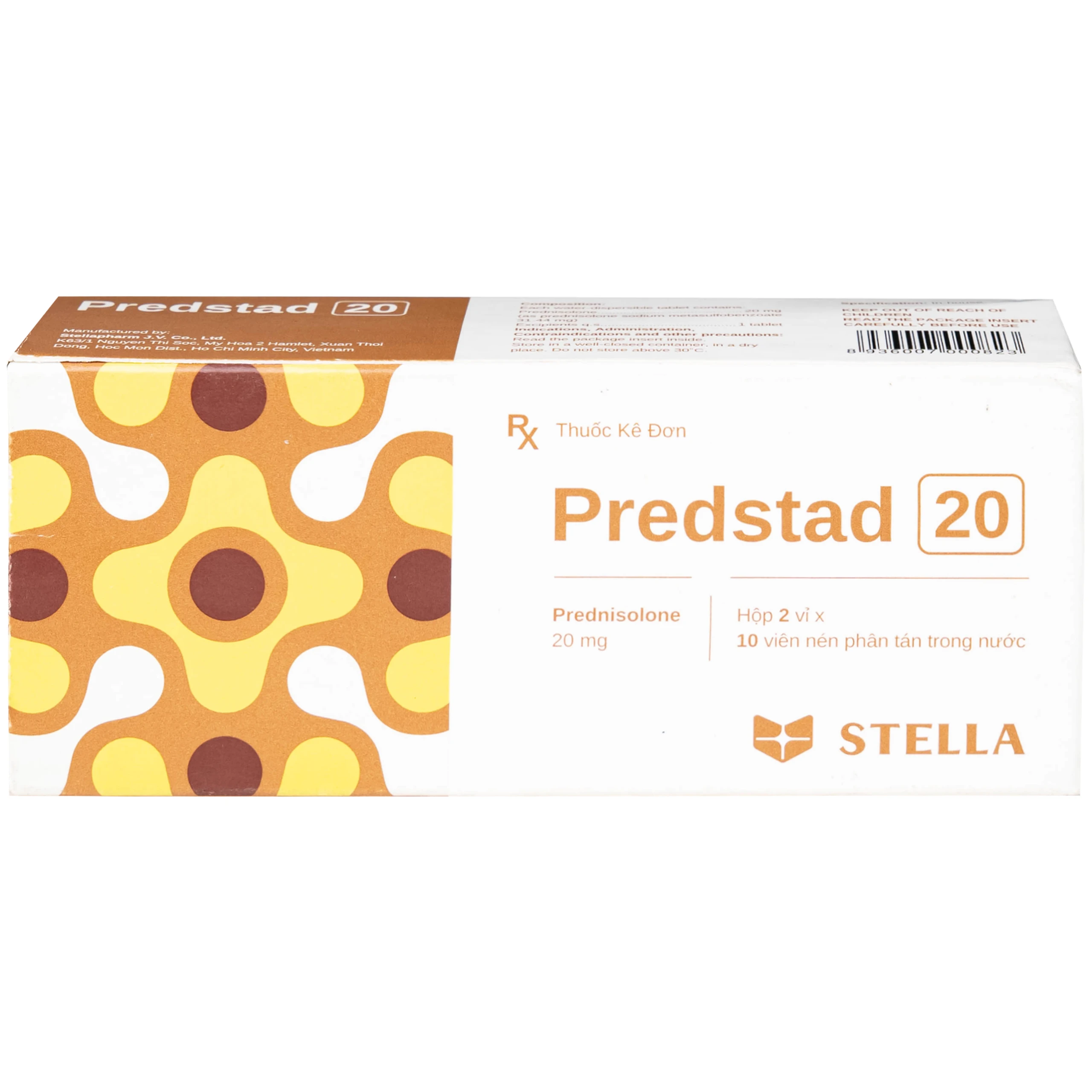 Thuốc Predstad 20mg Stella điều trị hoặc ức chế các rối loạn do viêm và dị ứng (2 vỉ x 10 viên) 