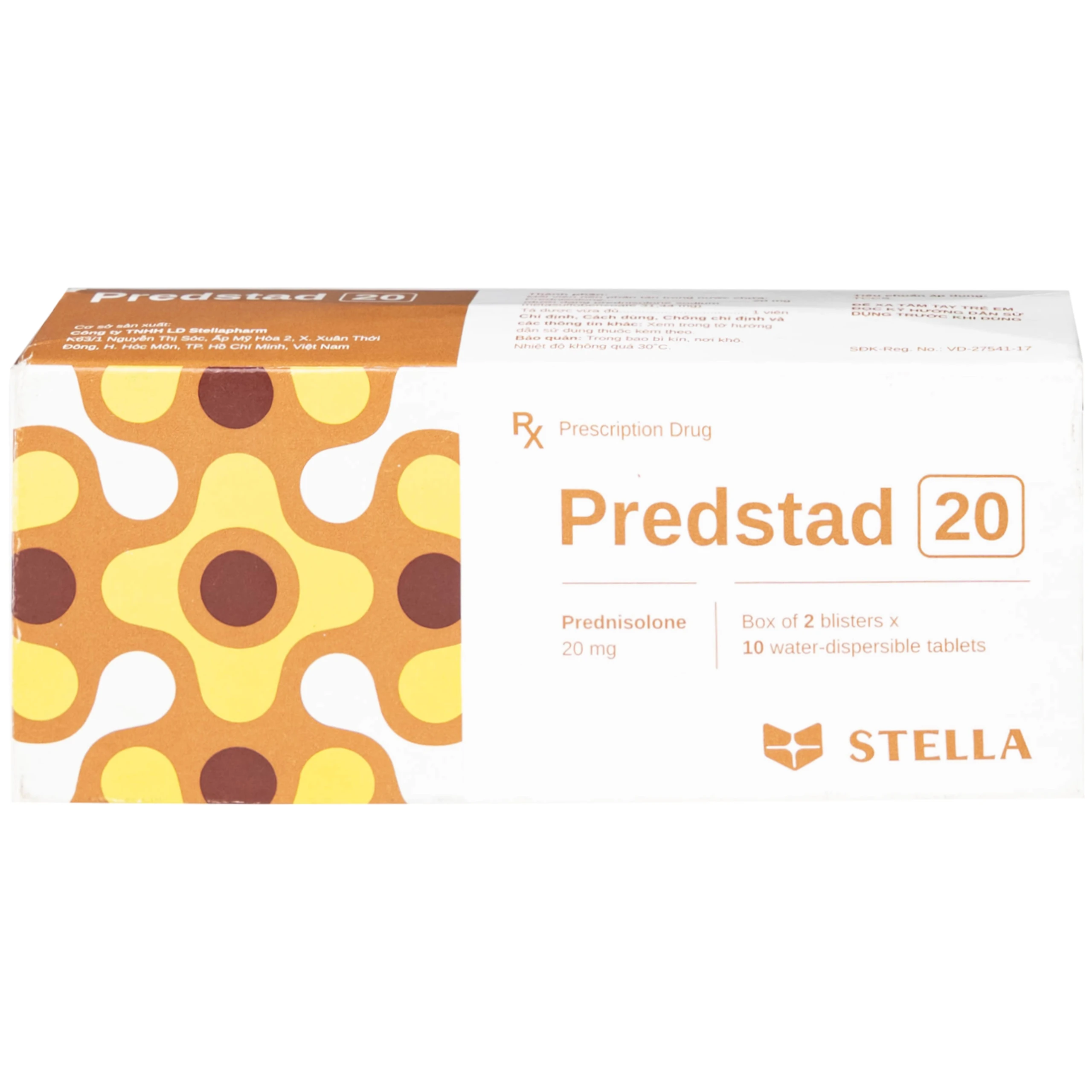 Thuốc Predstad 20mg Stella điều trị hoặc ức chế các rối loạn do viêm và dị ứng (2 vỉ x 10 viên) 