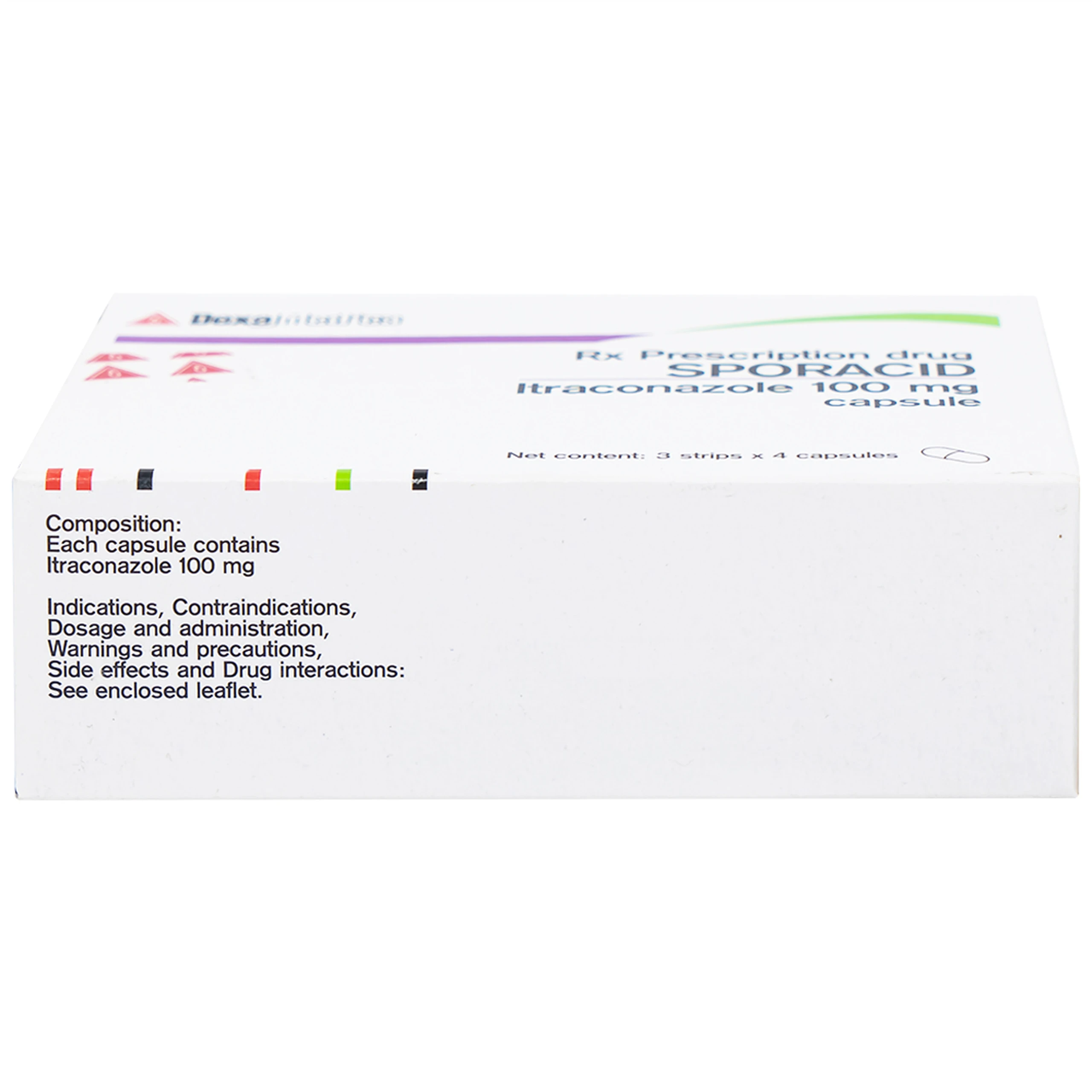 Thuốc Sporacid Itraconazole 100mg Dexa điều trị nấm candida âm hộ, âm đạo (3 vỉ x 4 viên)