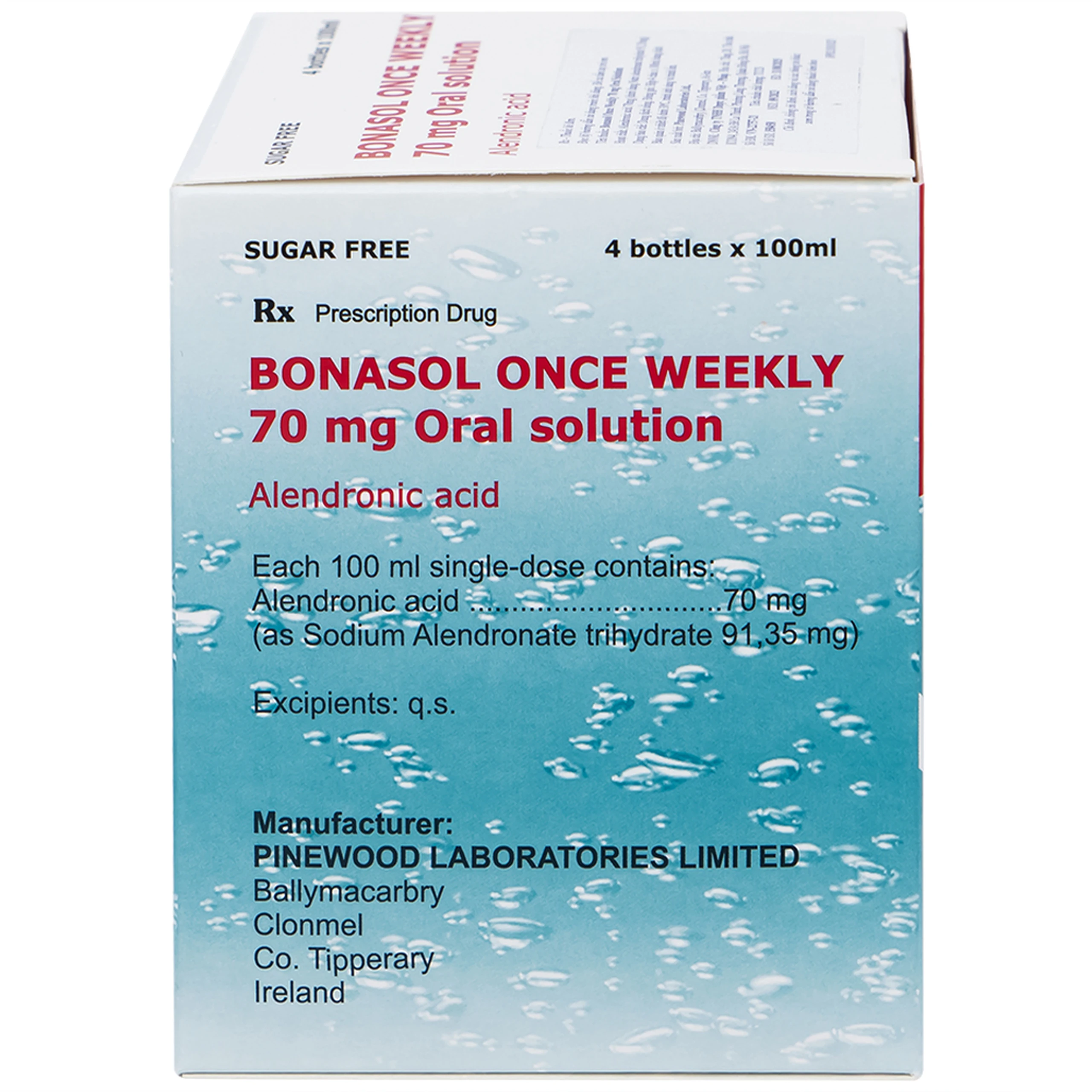 Dung dịch uống Bonasol Once Weekly 70mg Oral Solution Pinewood điều trị loãng xương (4 chai x 100 ml)