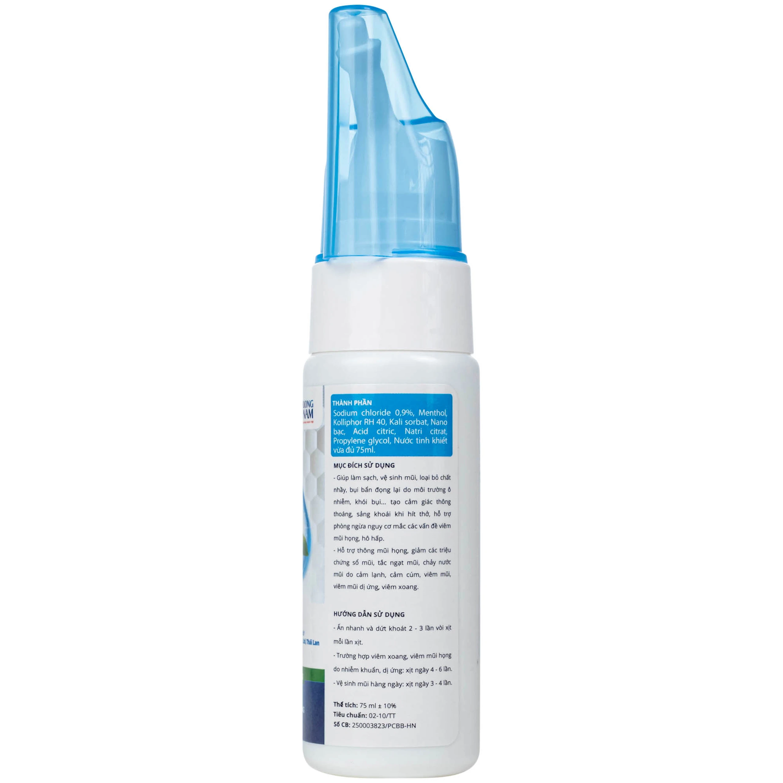 Xịt mũi muối biển Nano Sea Plus người lớn 75ml giúp làm sạch, thông mũi họng
