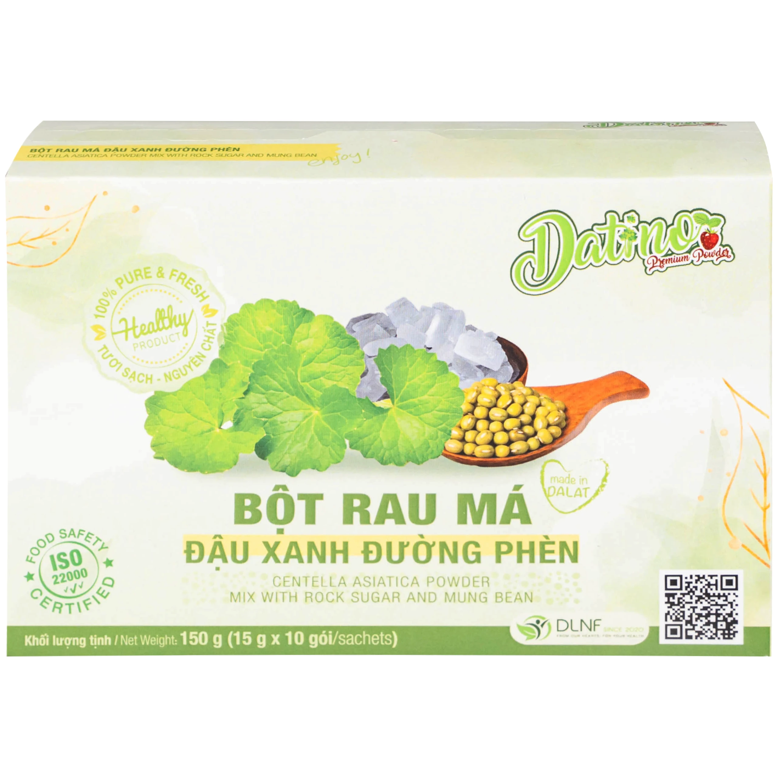 Bột Rau Má Đậu Xanh Đường Phèn Datino (10 gói x 15g)