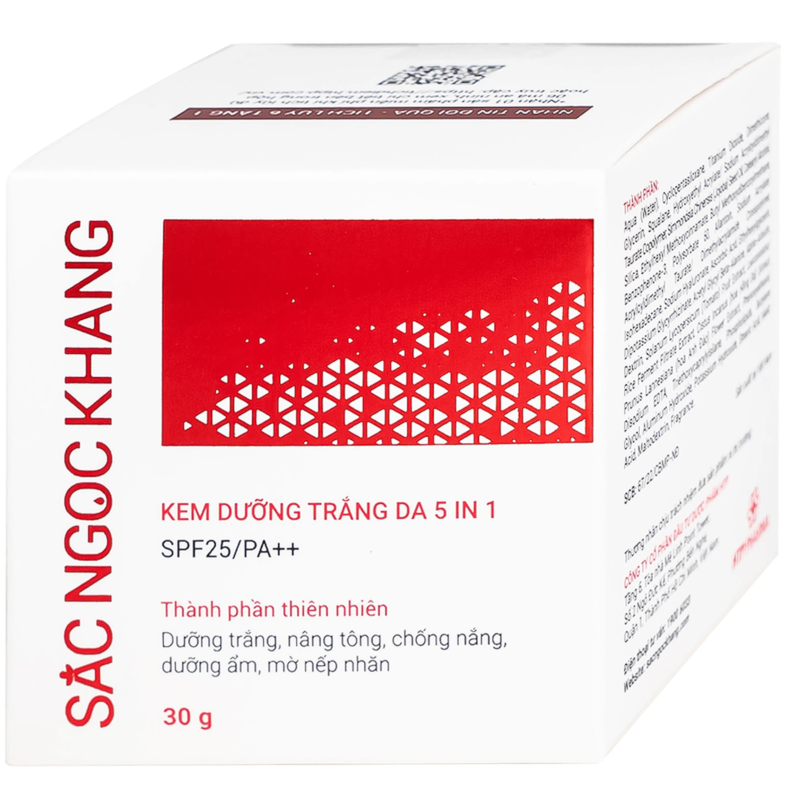 Kem dưỡng trắng da 5 in 1 SPF25/PA++ Sắc Ngọc Khang HTP 30g giúp nâng tông, hiệu chỉnh màu da