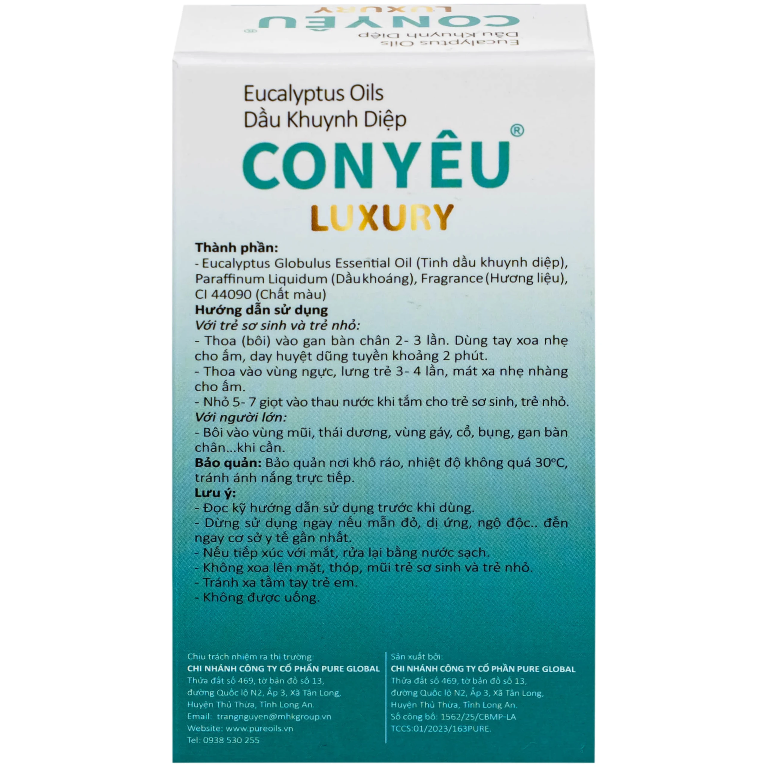 Dầu khuynh diệp Con Yêu Luxury giúp giữ ấm, làm dịu vết cắn côn trùng (30ml)