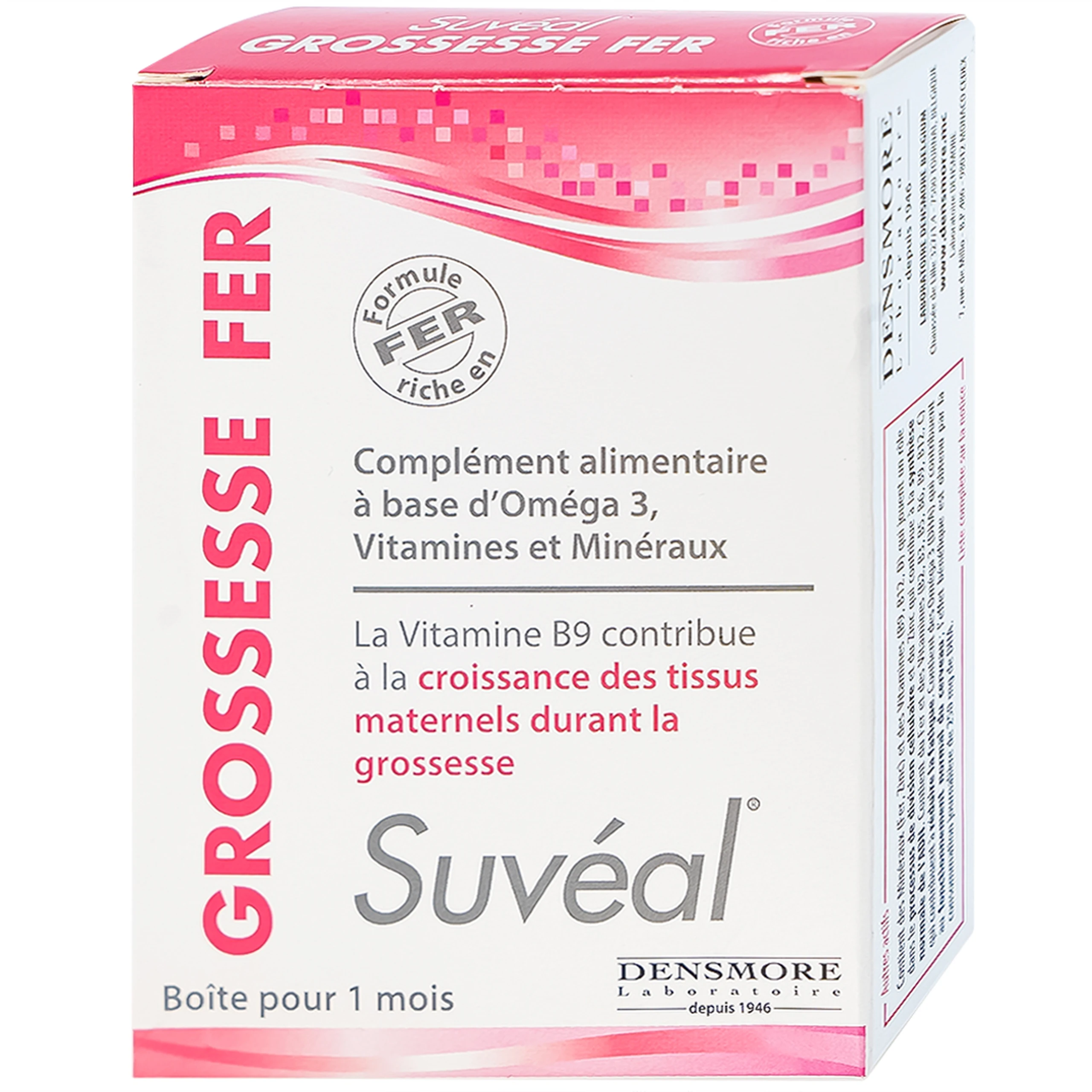 Viên uống Suvéal Grossesse Fer Densmore bổ sung Omega 3, DHA, Vitamin, khoáng chất (2 vỉ x 15 viên) 1