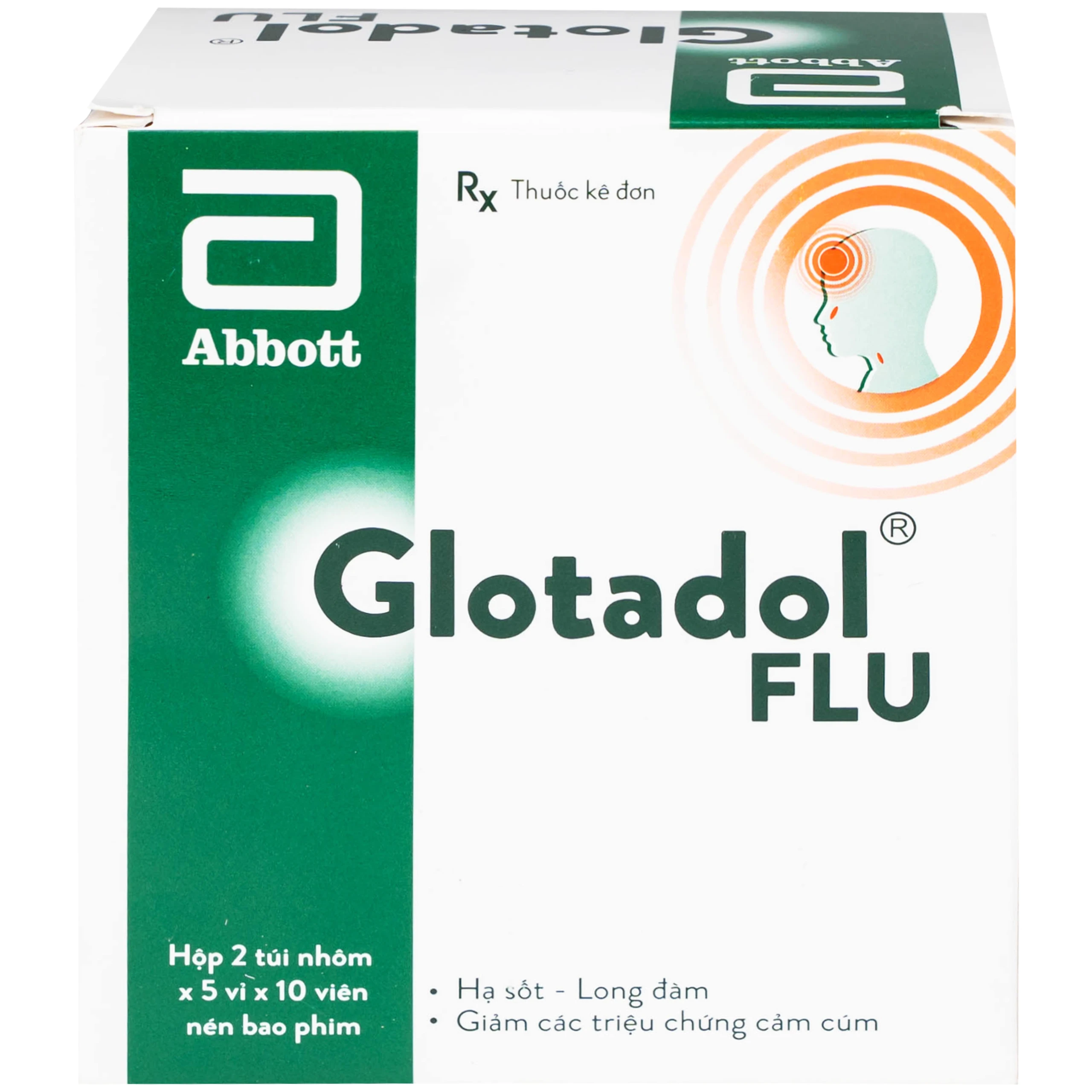 Thuốc Glotadol Flu Glomed hỗ trợ hạ sốt và long đàm (10 vỉ x 10 viên)