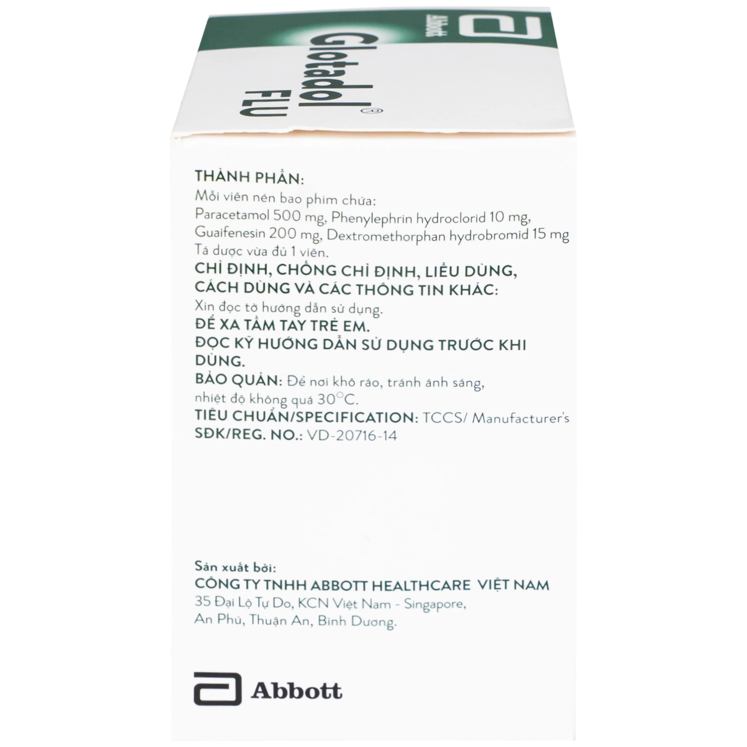 Thuốc Glotadol Flu Glomed hỗ trợ hạ sốt và long đàm (10 vỉ x 10 viên)