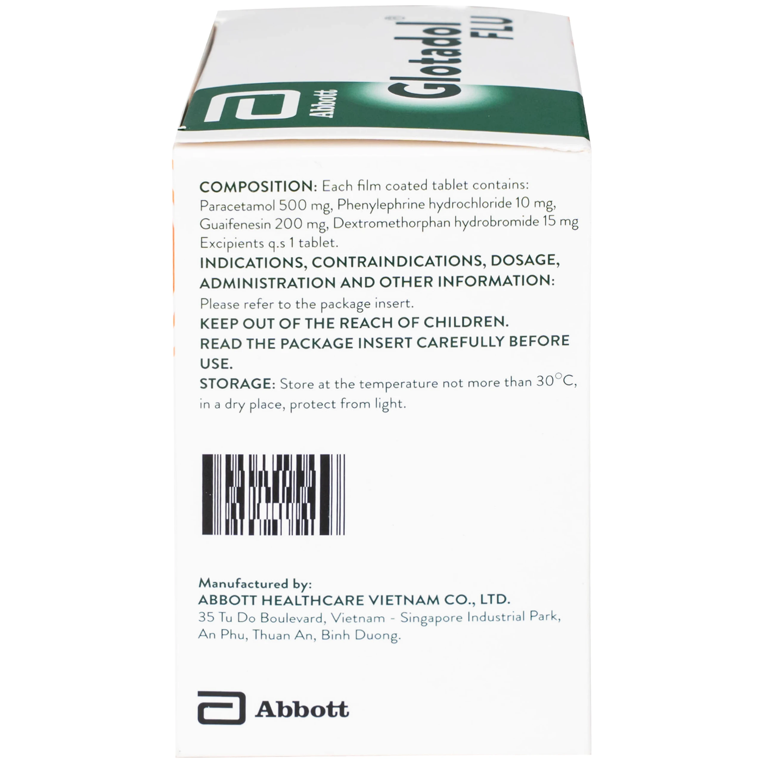 Thuốc Glotadol Flu Glomed hỗ trợ hạ sốt và long đàm (10 vỉ x 10 viên)