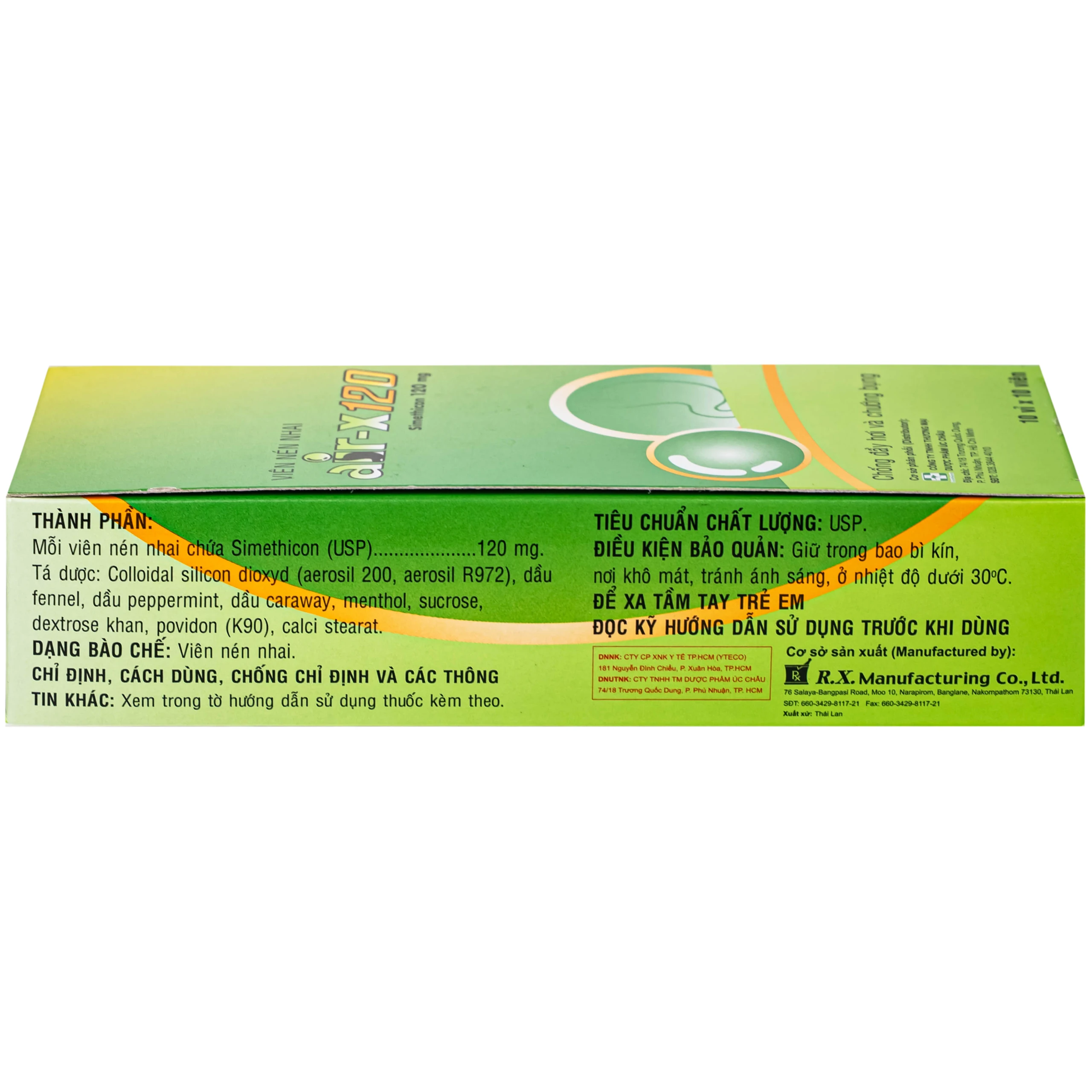 Viên nhai AIR-X 120 chống đầy hơi và chướng bụng (10 vỉ x 10 viên)