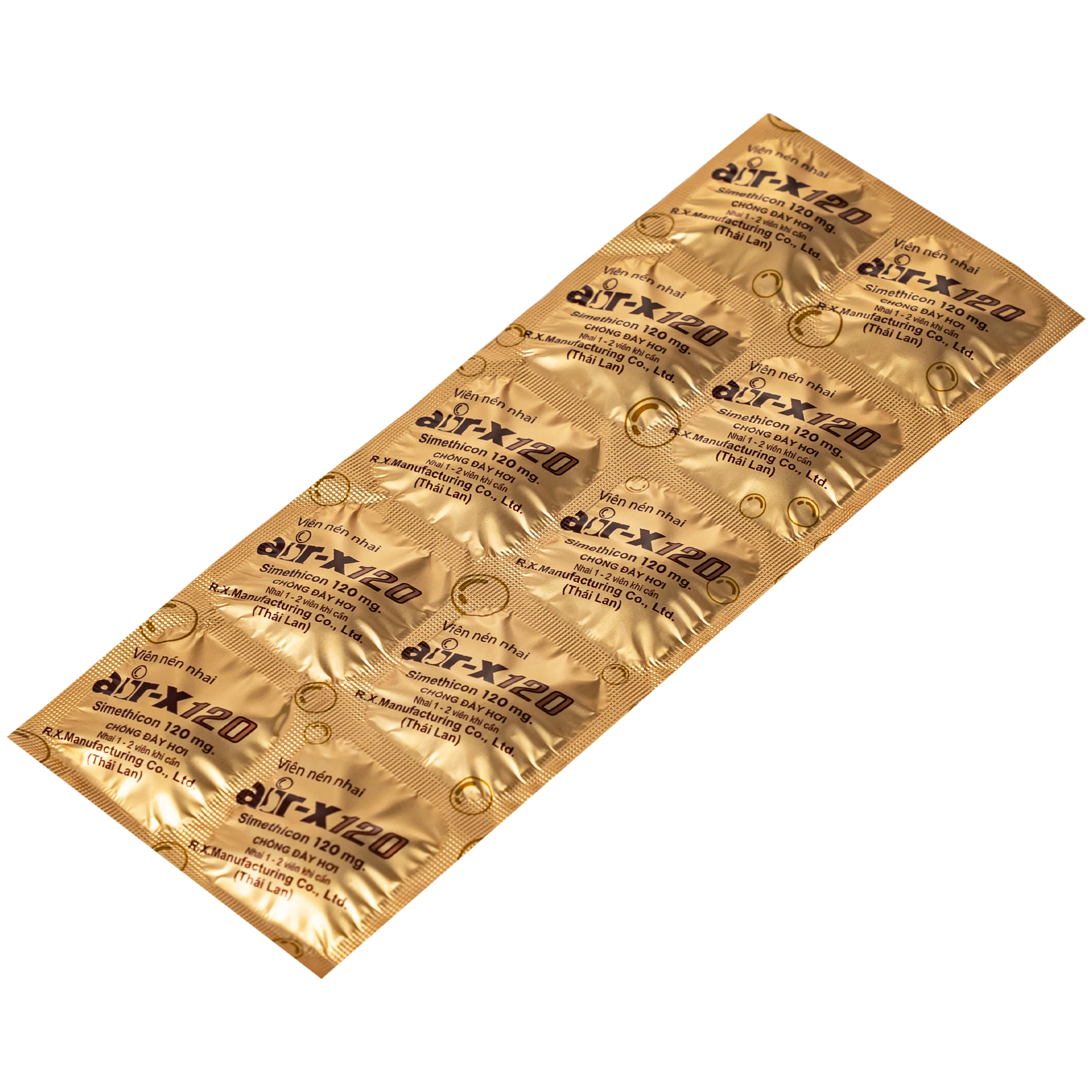 Viên nhai AIR-X 120 chống đầy hơi và chướng bụng (10 vỉ x 10 viên)