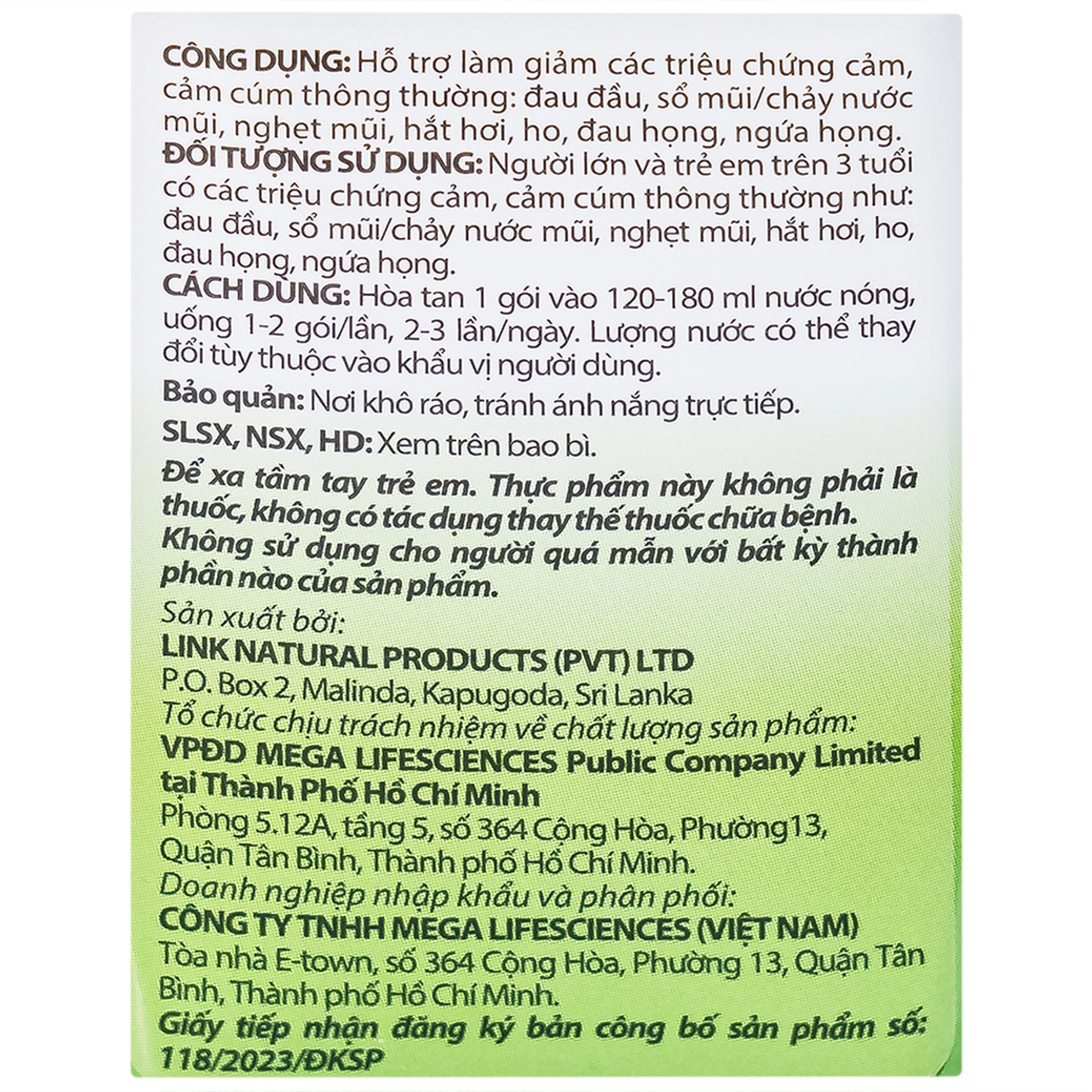 Cốm hỗ trợ làm giảm các triệu chứng cảm Eugica Cold & Flu Mega (10 gói)