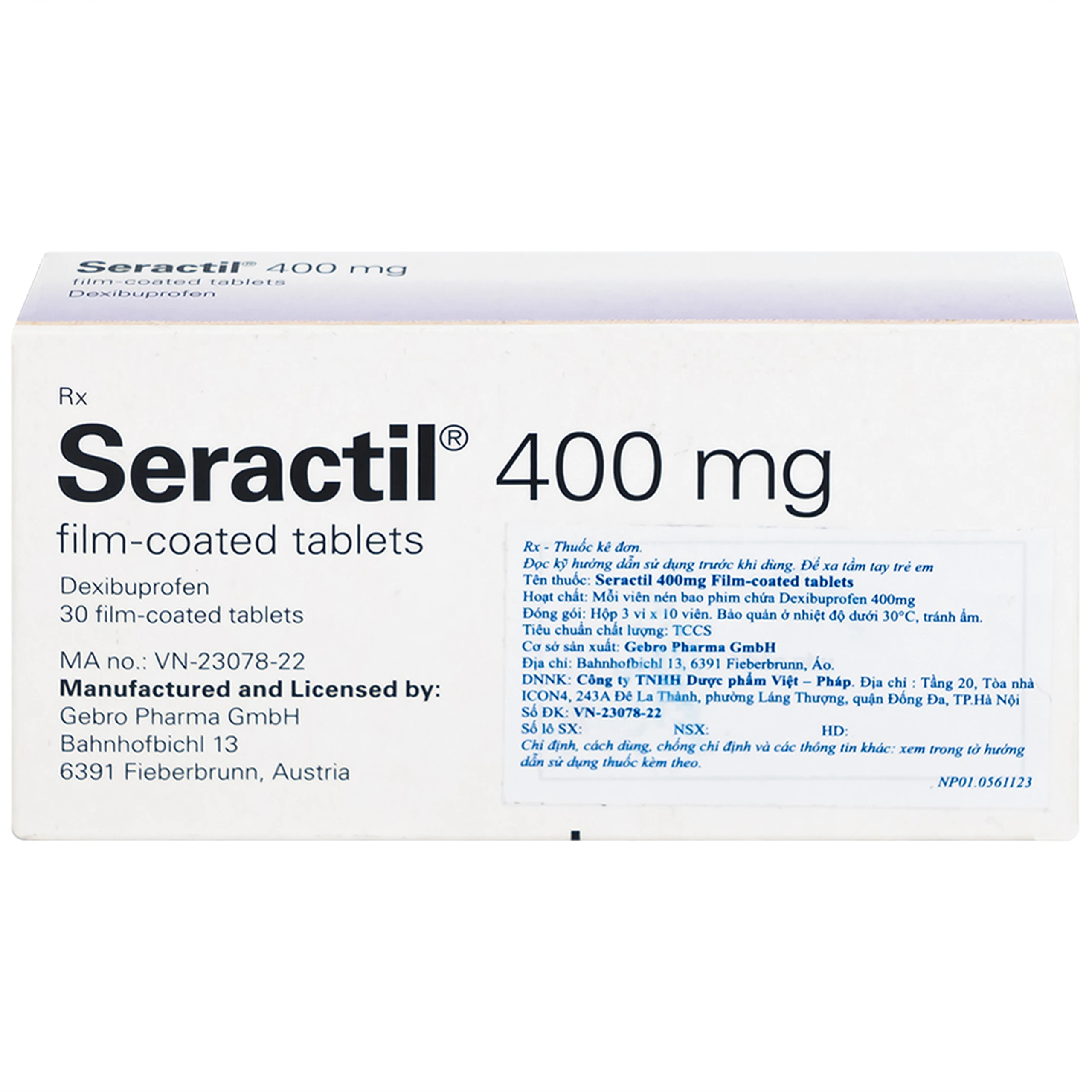 Thuốc Seractil 400mg điều trị viêm xương khớp , đau bụng hành kinh (3 vỉ x 10 viên)
