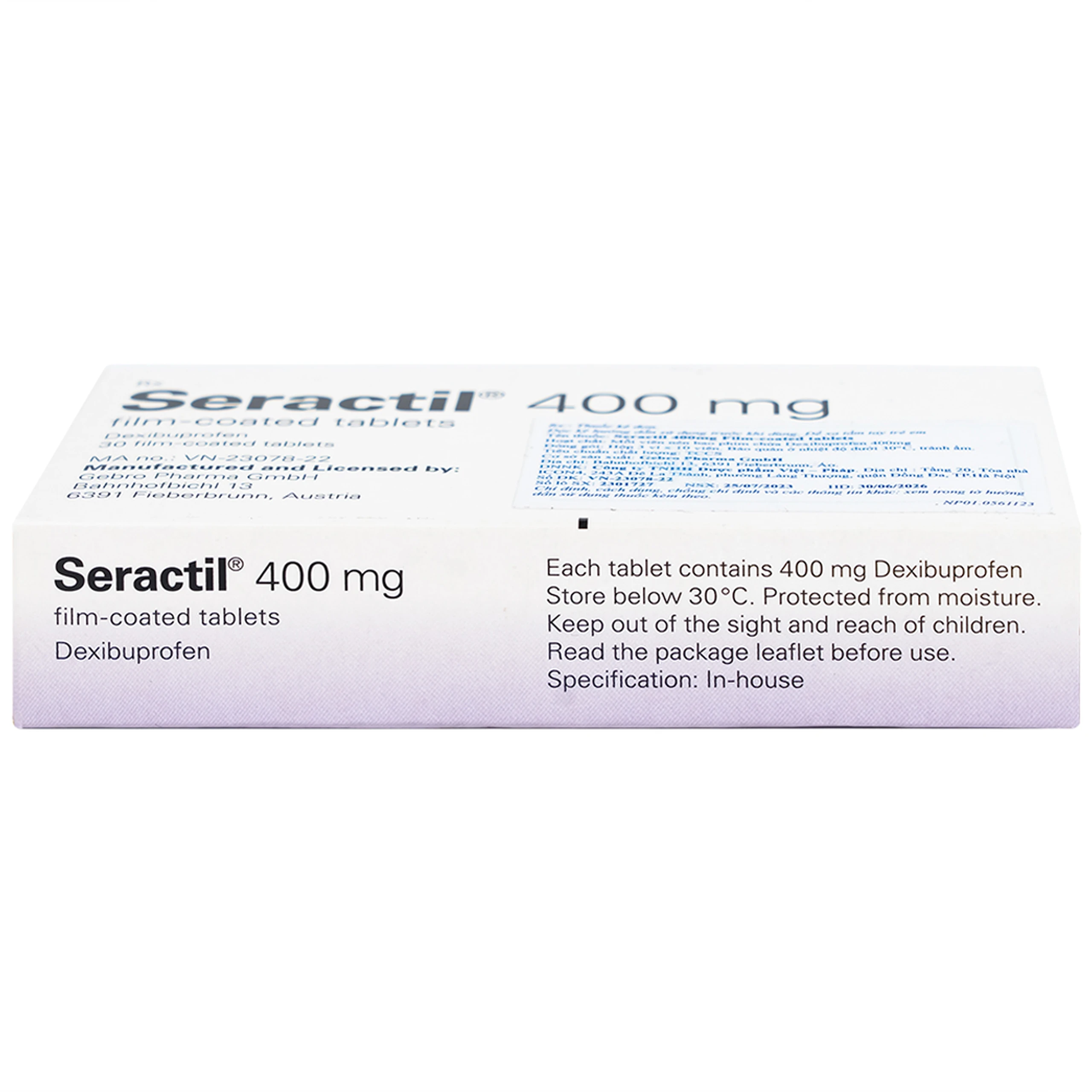 Thuốc Seractil 400mg điều trị viêm xương khớp , đau bụng hành kinh (3 vỉ x 10 viên)