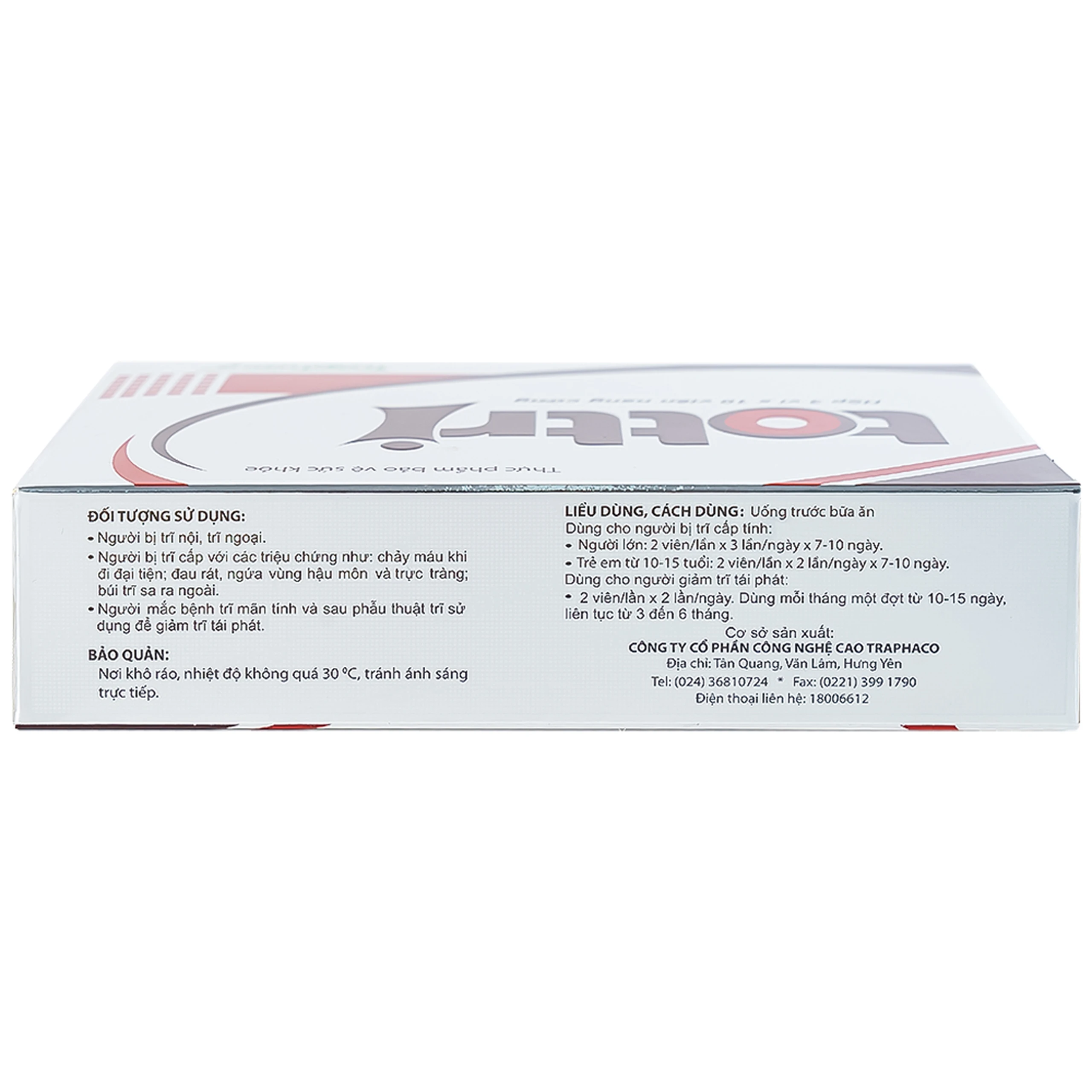 Viên hỗ trợ làm giảm triệu chứng trĩ nội, trĩ ngoại Tottri Traphaco (3 vỉ x 10 viên)