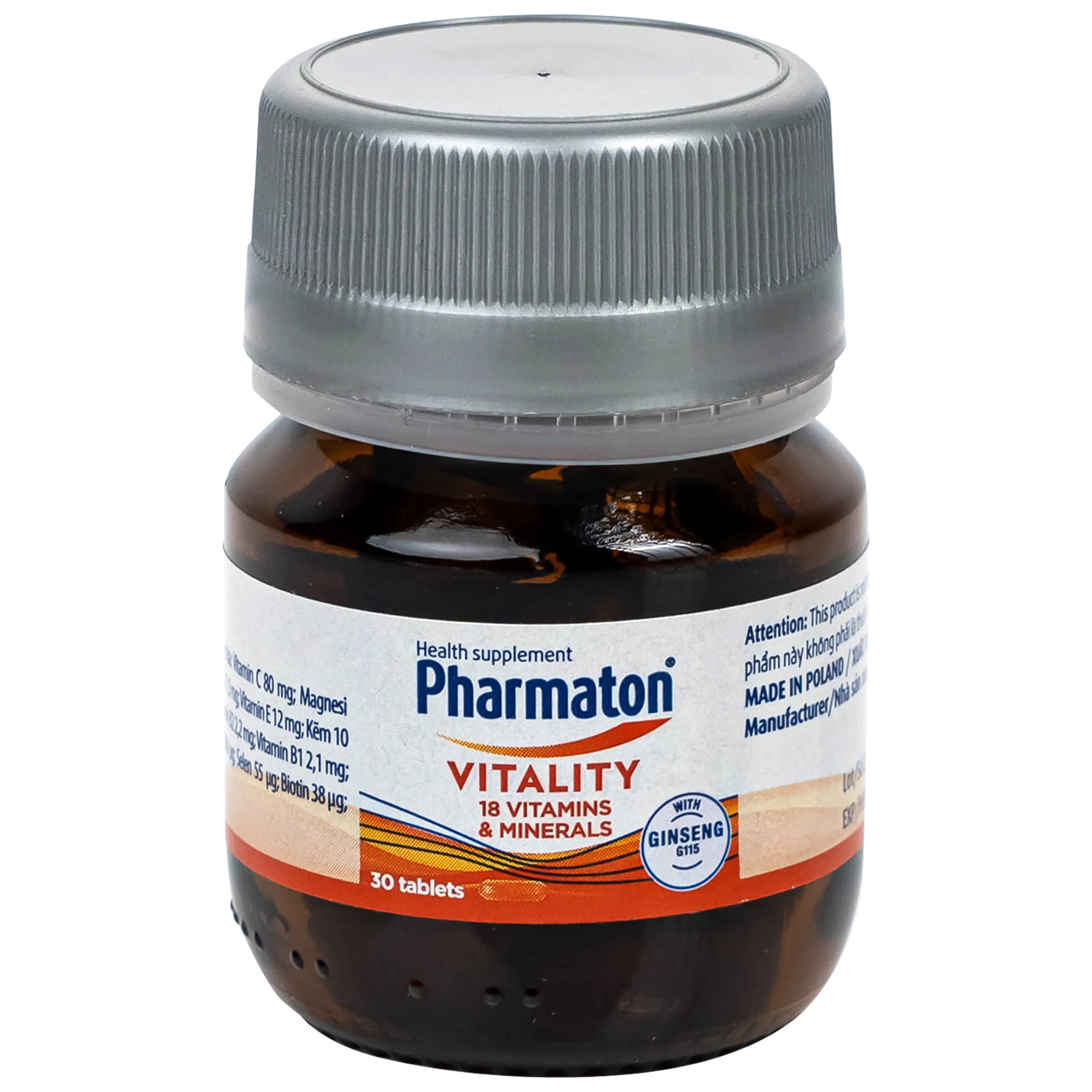 Viên uống bổ sung năng lượng Pharmaton Vitality Sanofi hỗ trợ cải thiện tình trạng mệt mỏi, căng thẳng, nâng cao sức đề kháng (30 viên)