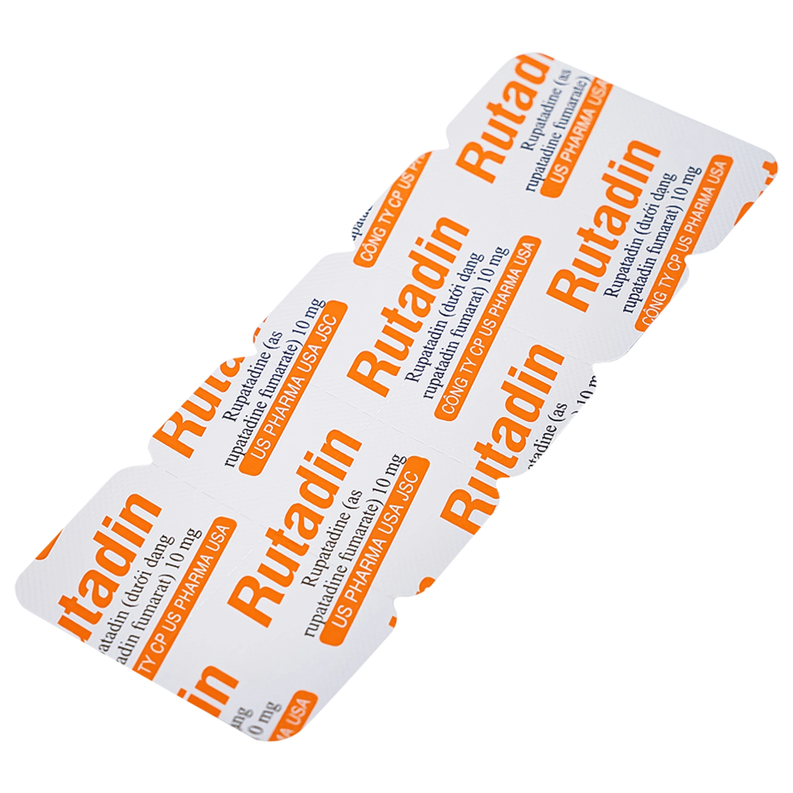 Thuốc Rutadin 10mg pharma usa điều trị triệu chứng của viêm mũi dị ứng và nổi mề đay (3 vỉ x 10 viên)