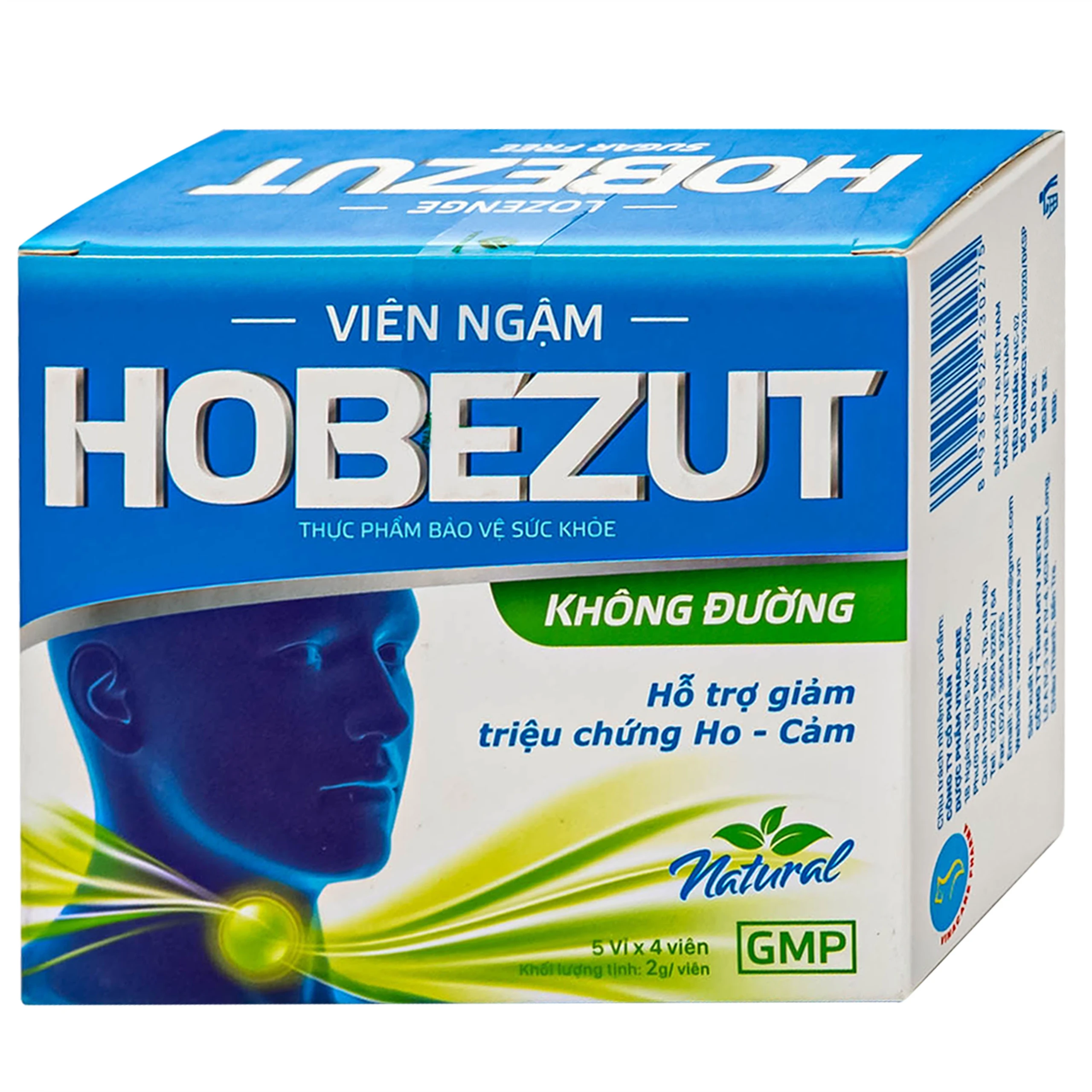 Viên ngậm Hobezut Vinacare không đường, giảm triệu chứng ho cảm (5 vỉ x 4 viên)