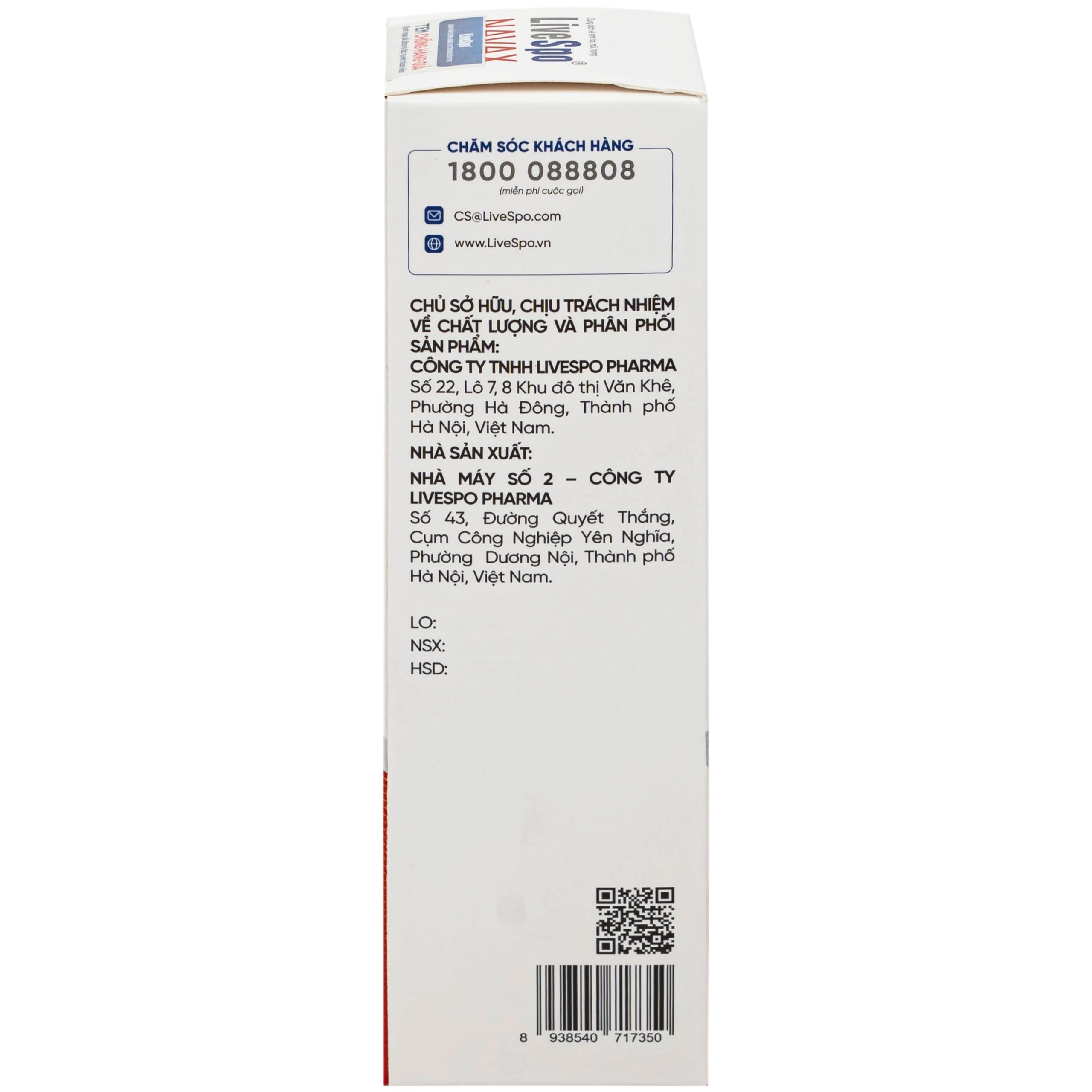 Xịt vệ sinh tai mũi họng Livespo Navax 20ml giảm nguy cơ viêm đường hô hấp