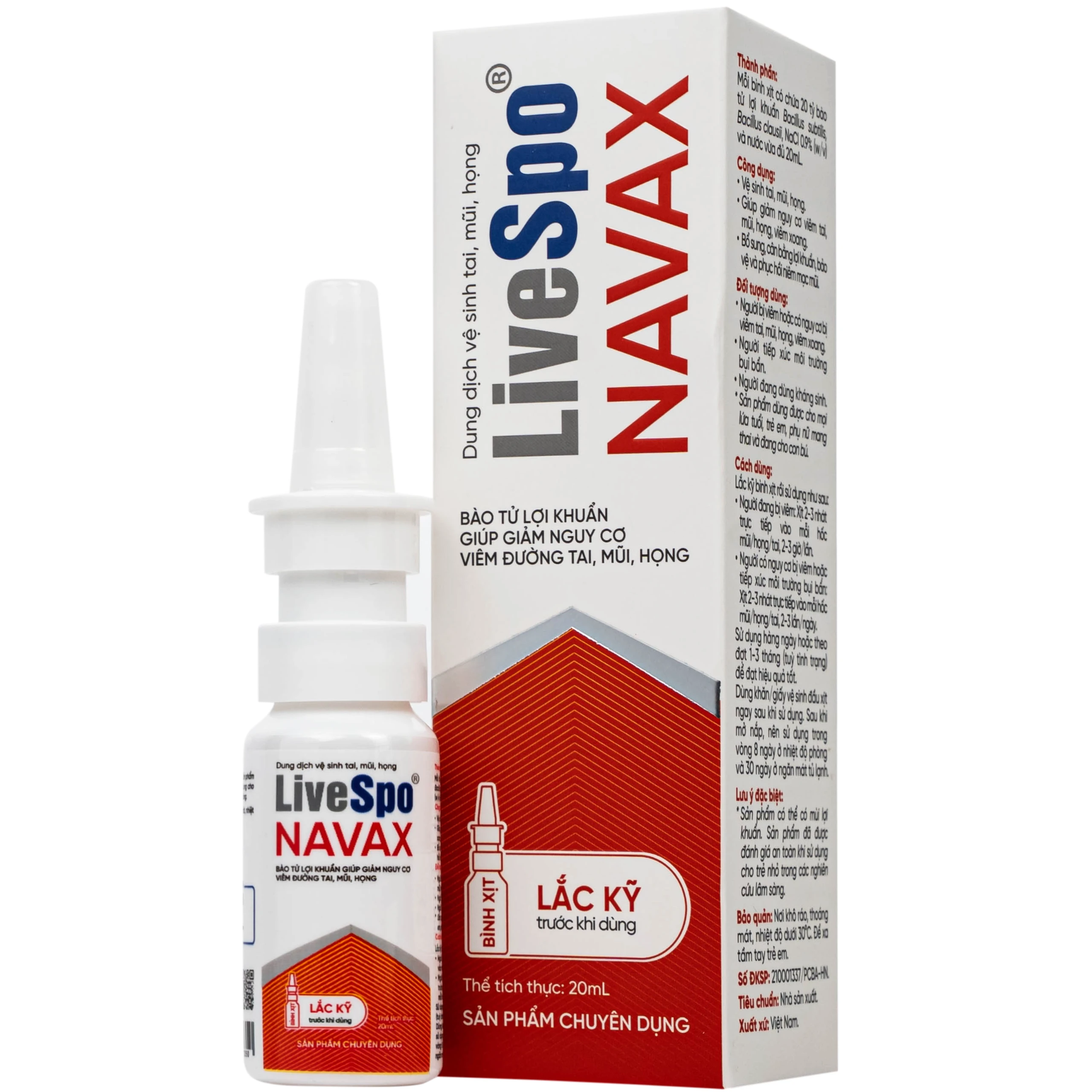 Xịt vệ sinh tai mũi họng Livespo Navax 20ml giảm nguy cơ viêm đường hô hấp