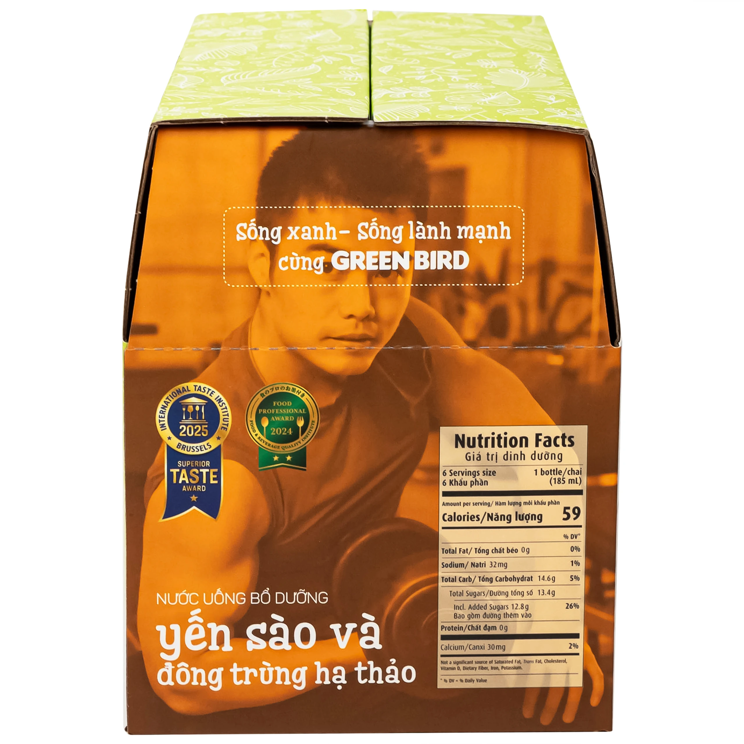 Nước Yến Sào Và Đông Trùng Hạ Thảo Greenbird (6 chai x 185ml)