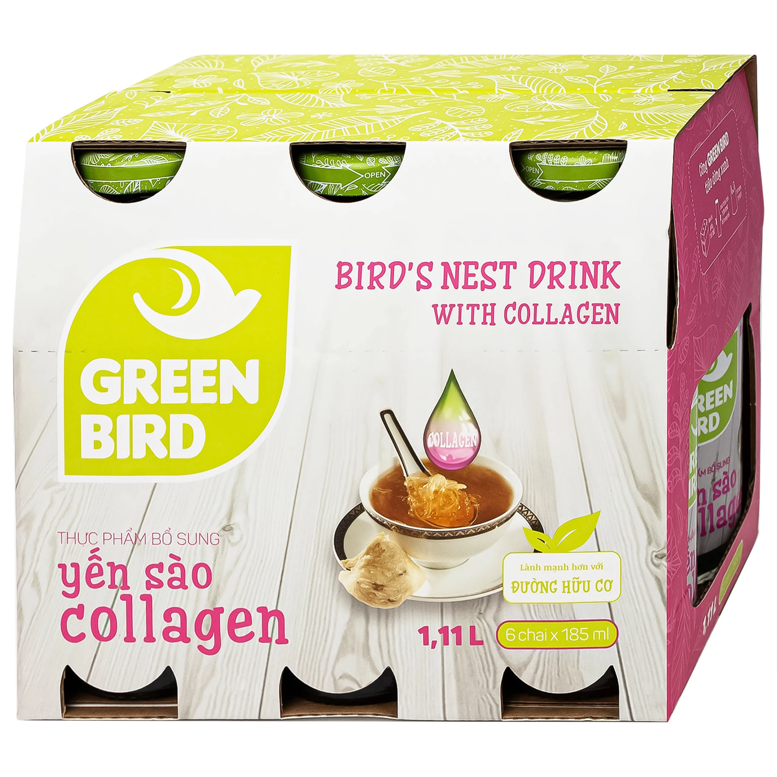 Nước Uống Bổ Dưỡng Yến Sào Collagen Greenbird (6 chai x 185ml)