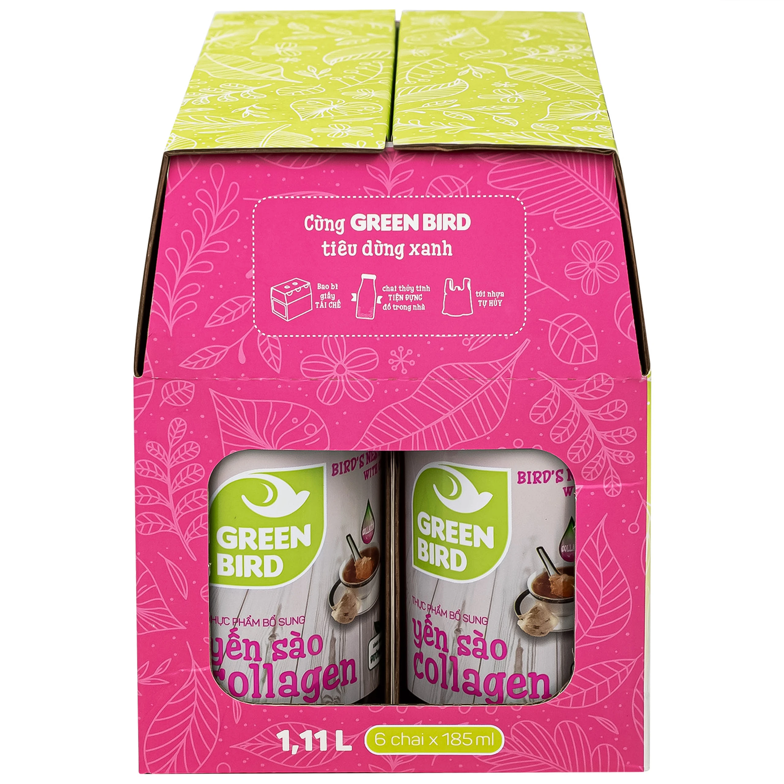 Nước Uống Bổ Dưỡng Yến Sào Collagen Greenbird (6 chai x 185ml)