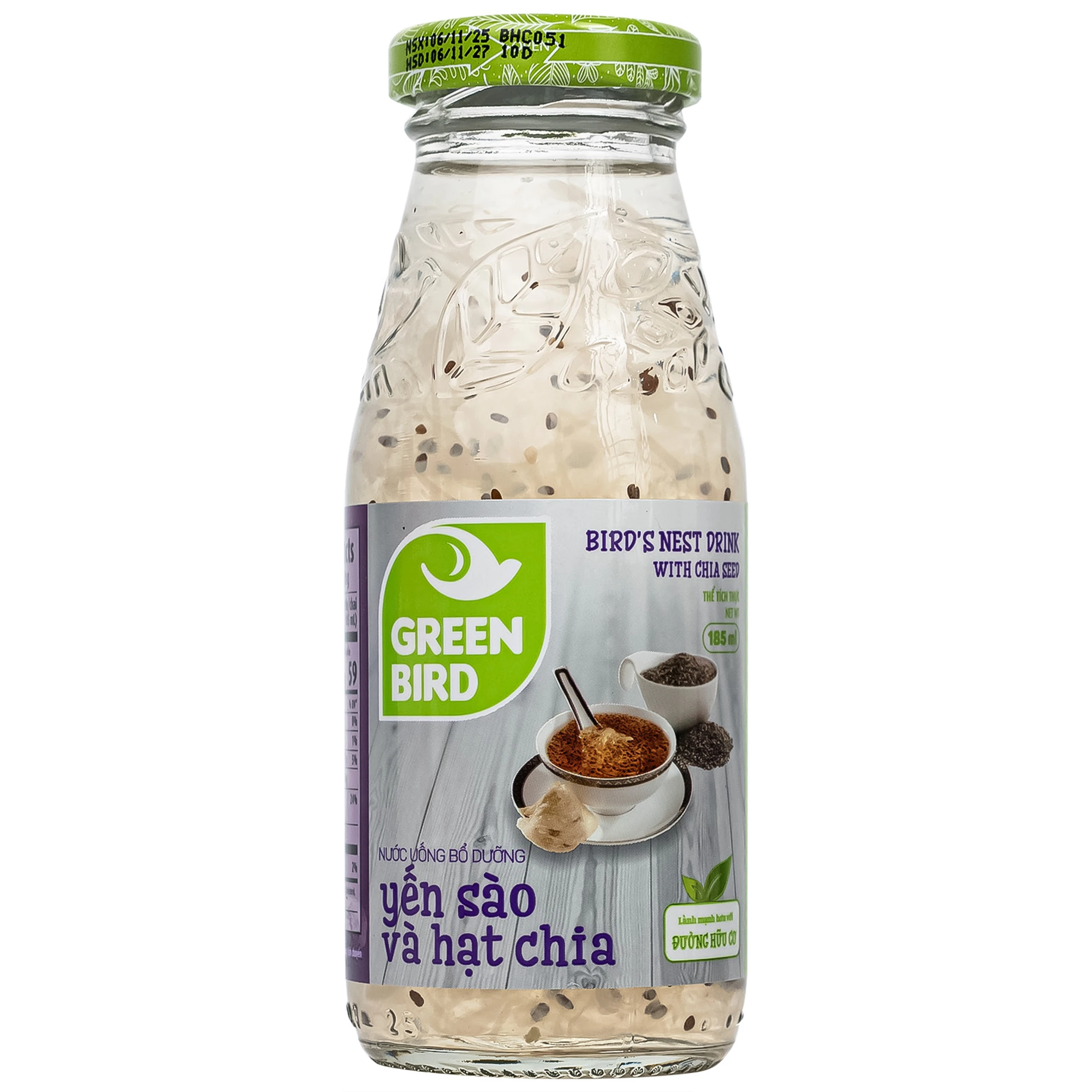 Nước Yến Sào Và Hạt Chia Greenbird (6 chai x 185ml)