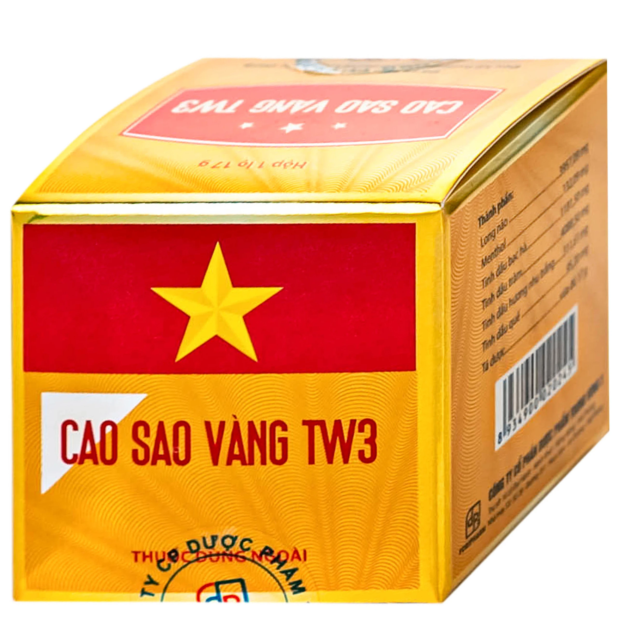 Cao sao vàng TW3 với thành phần tinh dầu dược liệu dùng trị nhức đầu, sổ mũi, cảm cúm, muỗi và côn trùng đốt (6 lọ 17G)