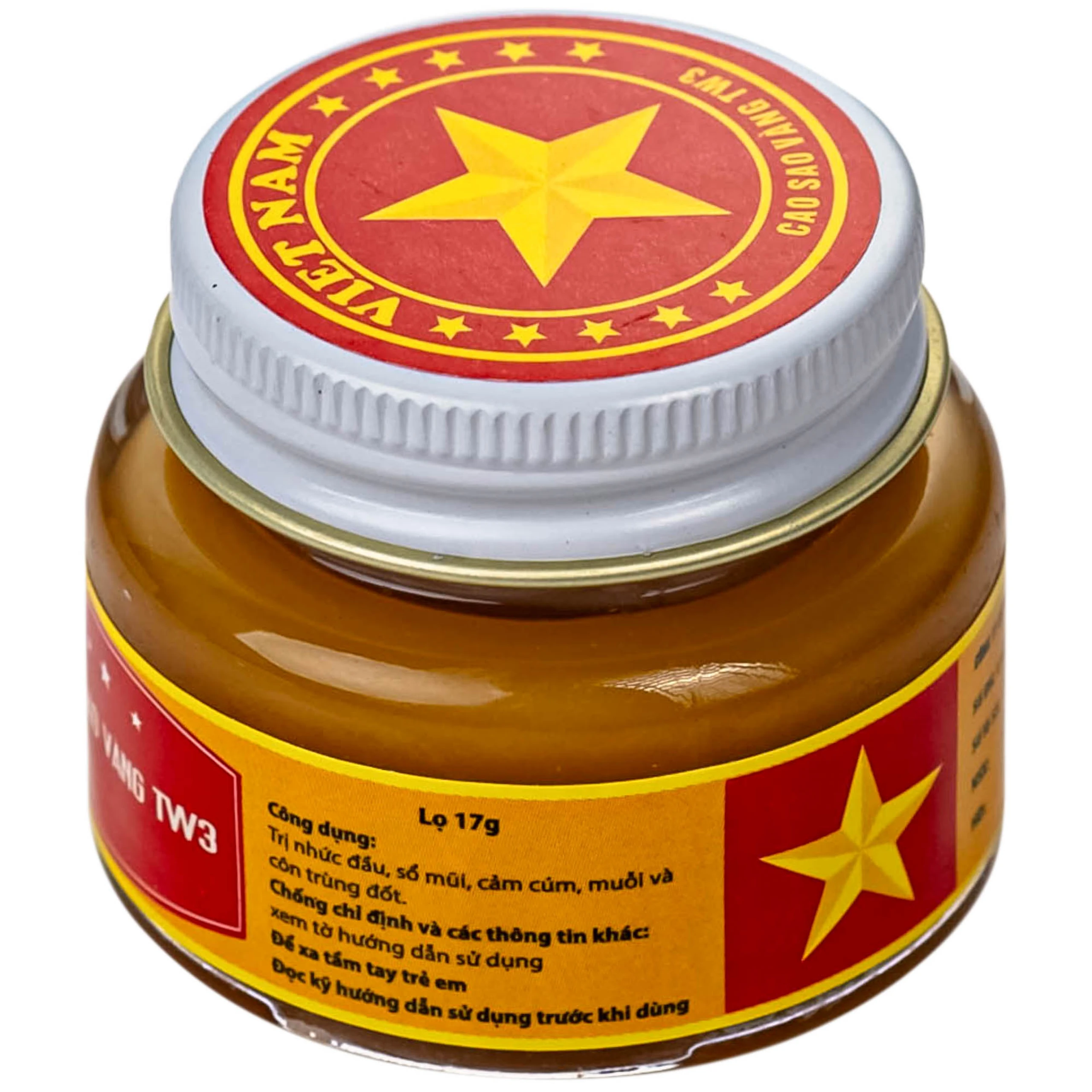 Cao sao vàng TW3 với thành phần tinh dầu dược liệu dùng trị nhức đầu, sổ mũi, cảm cúm, muỗi và côn trùng đốt (6 lọ 17G)