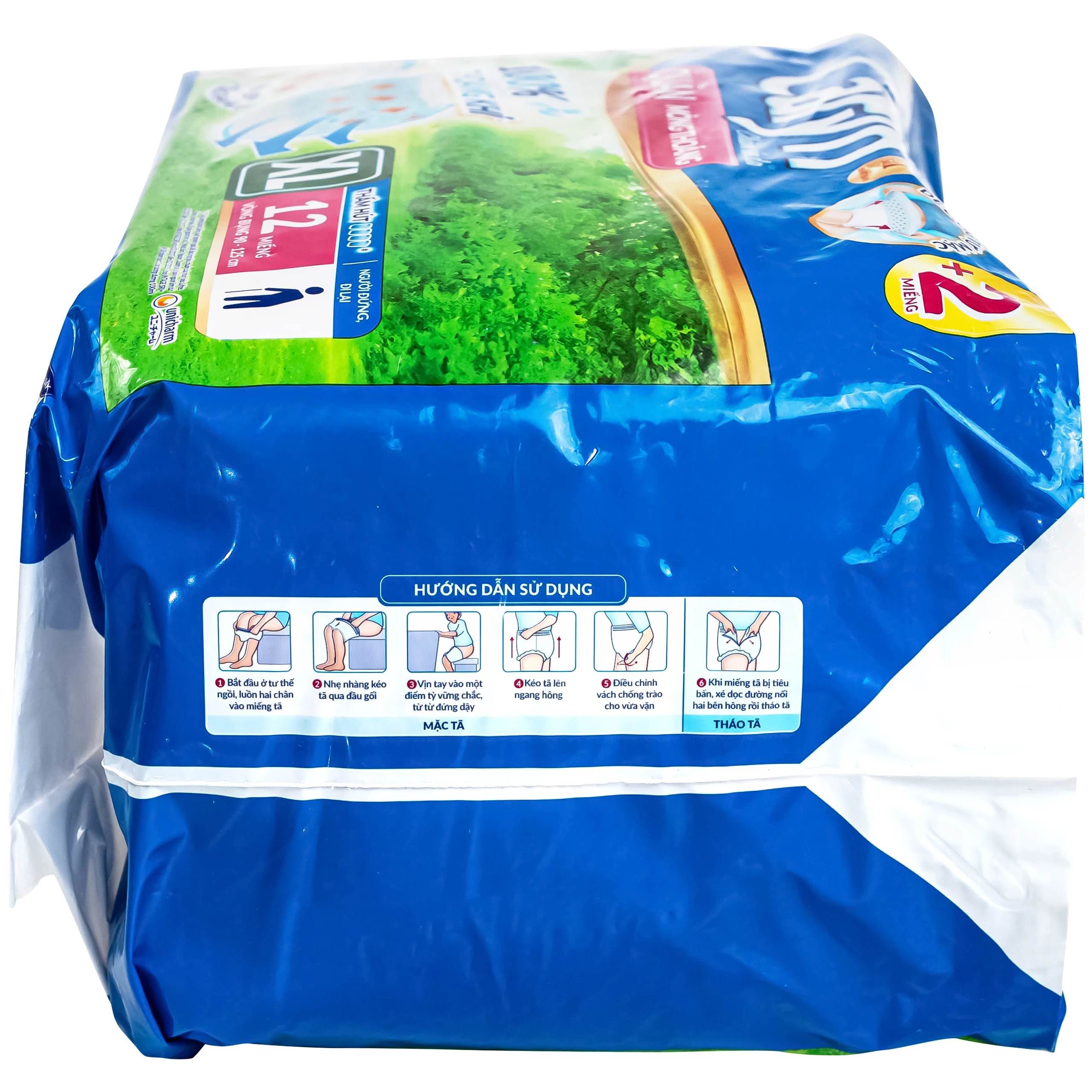 Tã quần Caryn mỏng thoáng cho người lớn size XL - Gói 12 miếng (vòng bụng 90 - 125 cm)