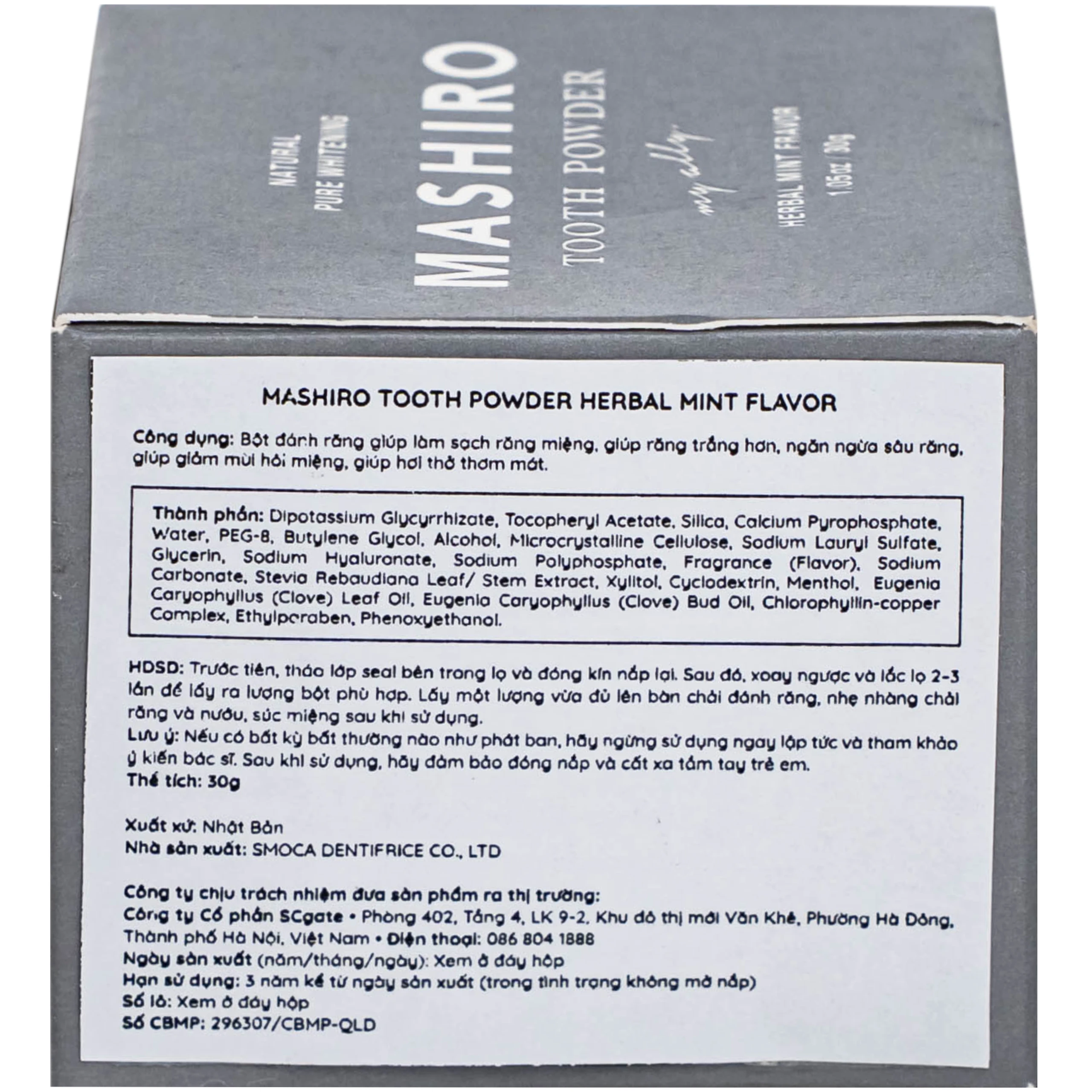 Bột đánh trắng răng hương thảo mộc bạc hà Mashiro Tooth Powder Herbal Mint Flavor 30g
